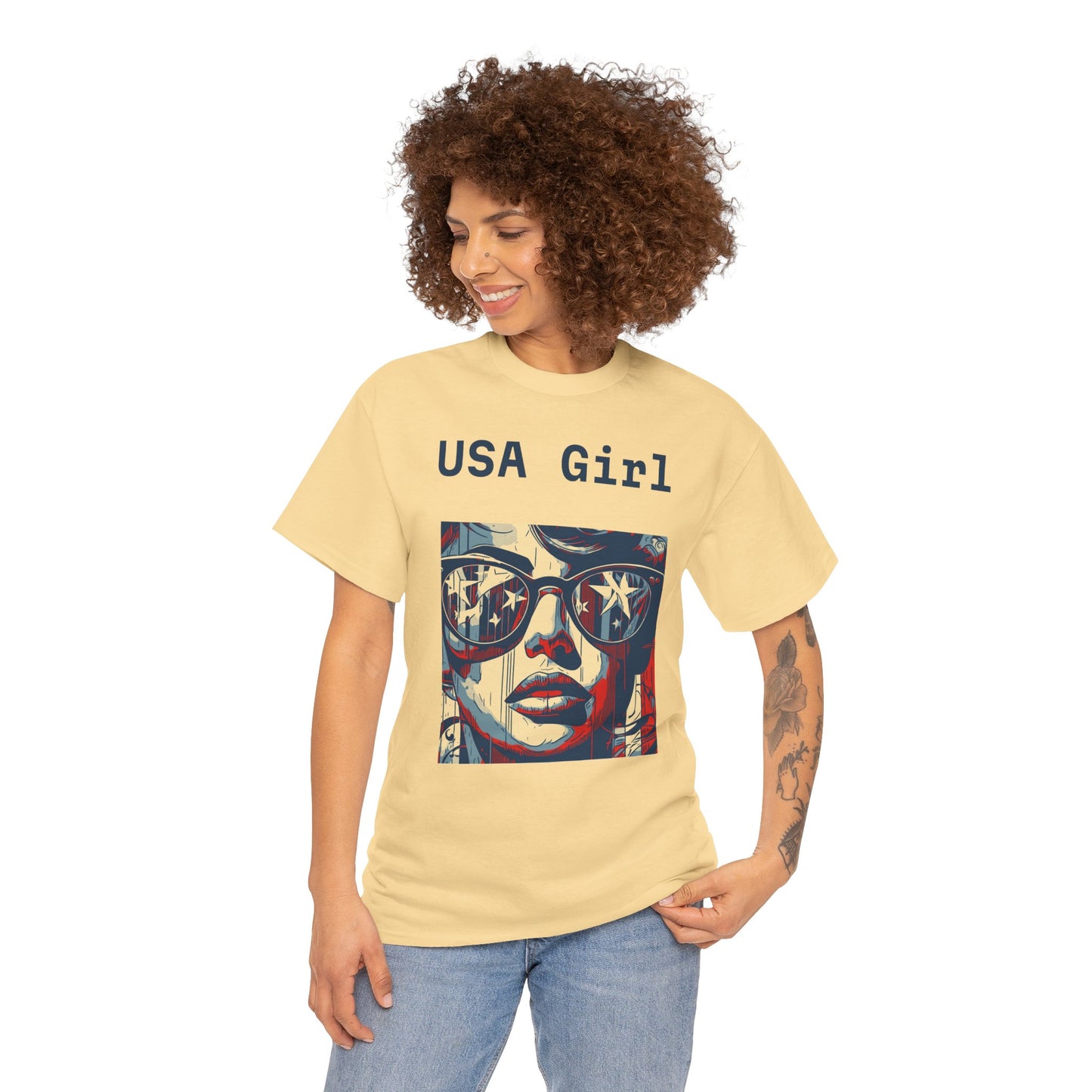 "USA Girl" - Amazing Unisex Heavy Cotton Short Sleeve Tee Shirts!