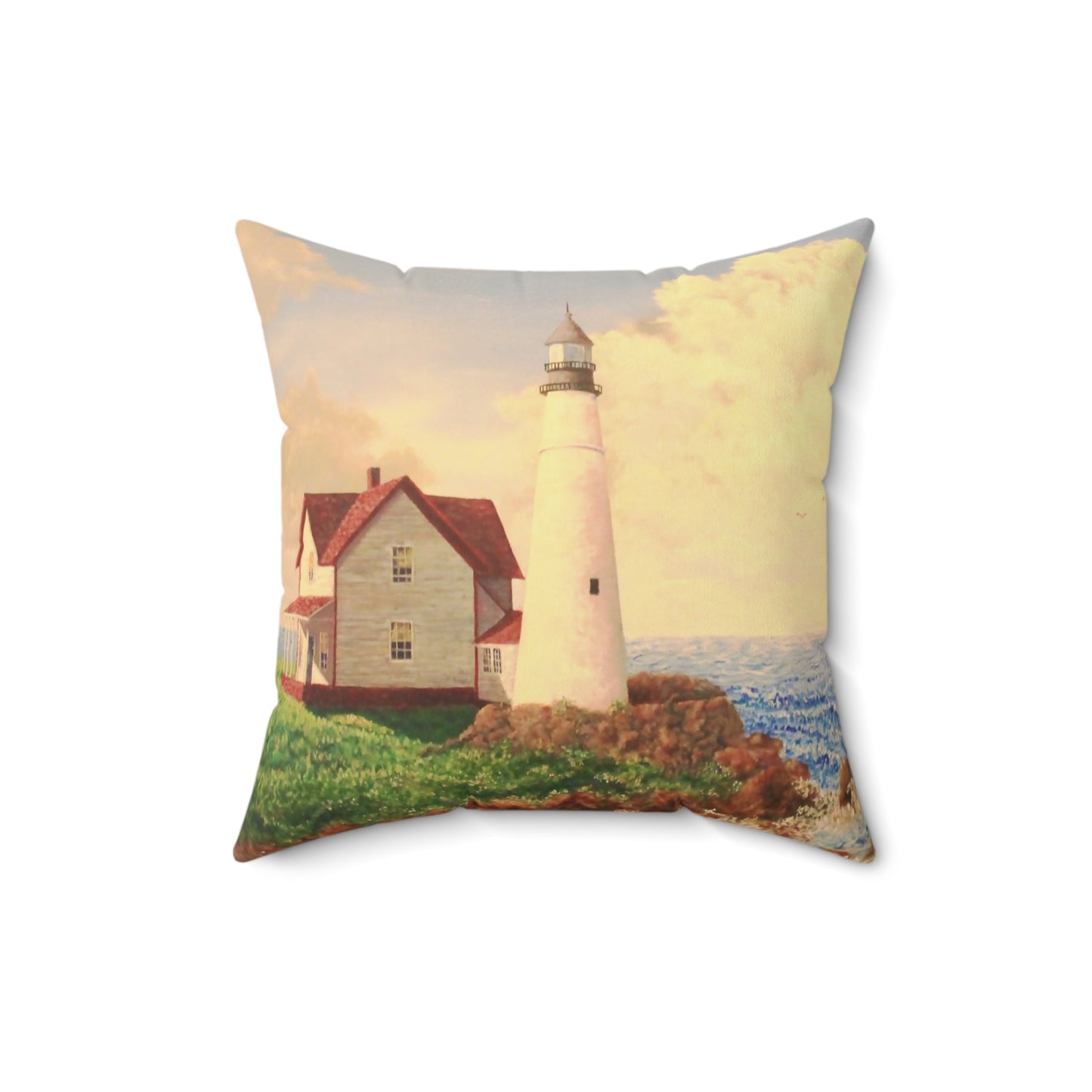 The Lighthouse Faux Suede Square Pillow