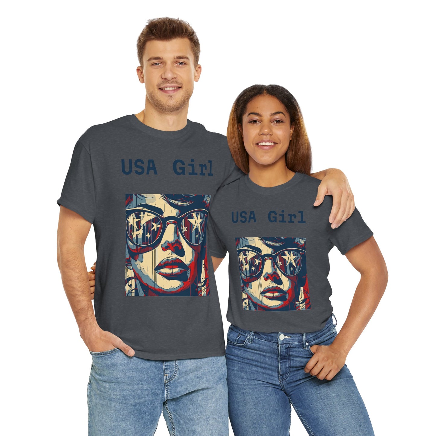 "USA Girl" - Amazing Unisex Heavy Cotton Short Sleeve Tee Shirts!