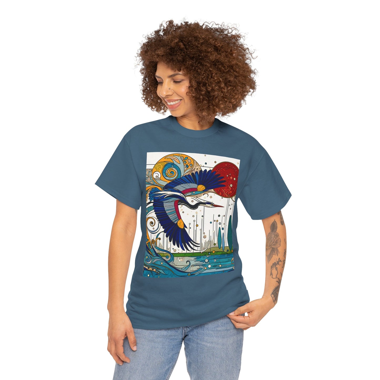 Blue Heron - Amazing Unisex Heavy Cotton Short Sleeve Tee Shirts!