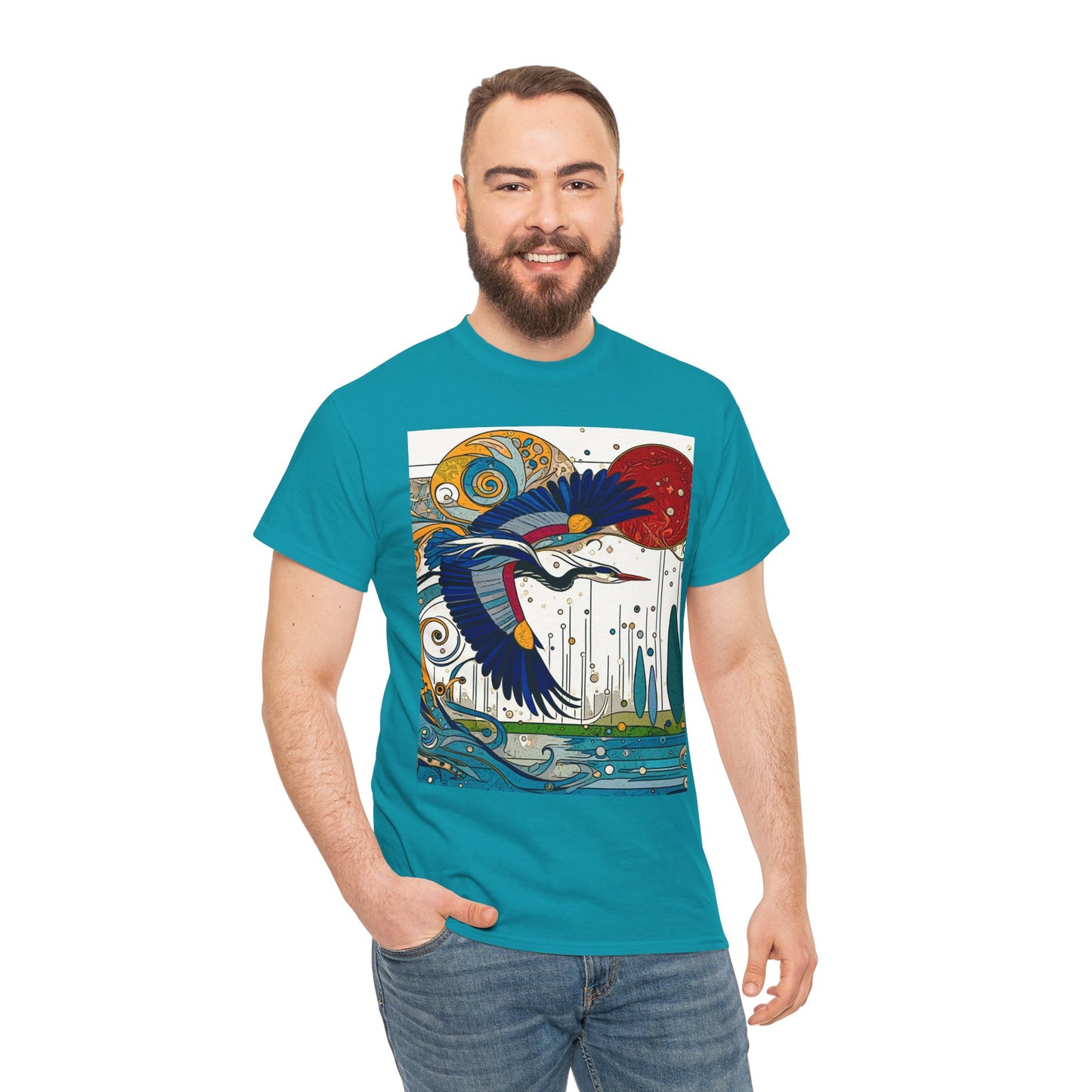 Blue Heron - Amazing Unisex Heavy Cotton Short Sleeve Tee Shirts!