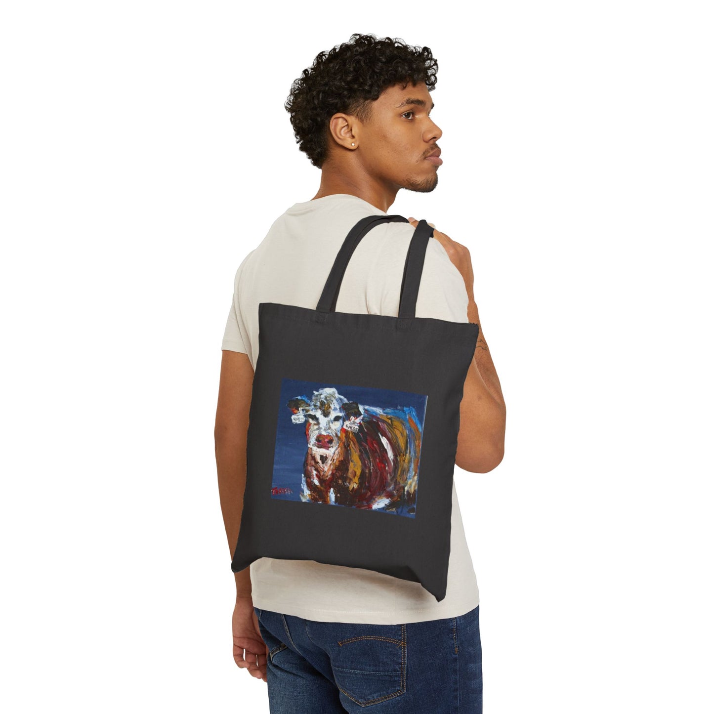 "Cattle" Stylish Cotton Canvas Tote Bags, Stylish Cotton Canvas Tote Bag