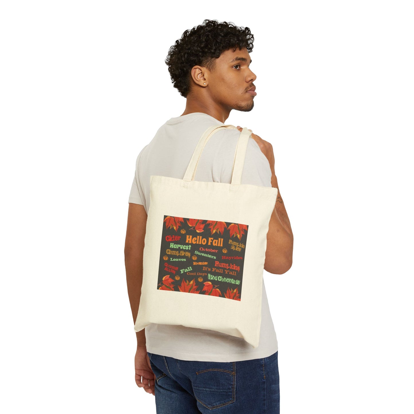 "Hello Fall" Stylish Cotton Canvas Tote Bag