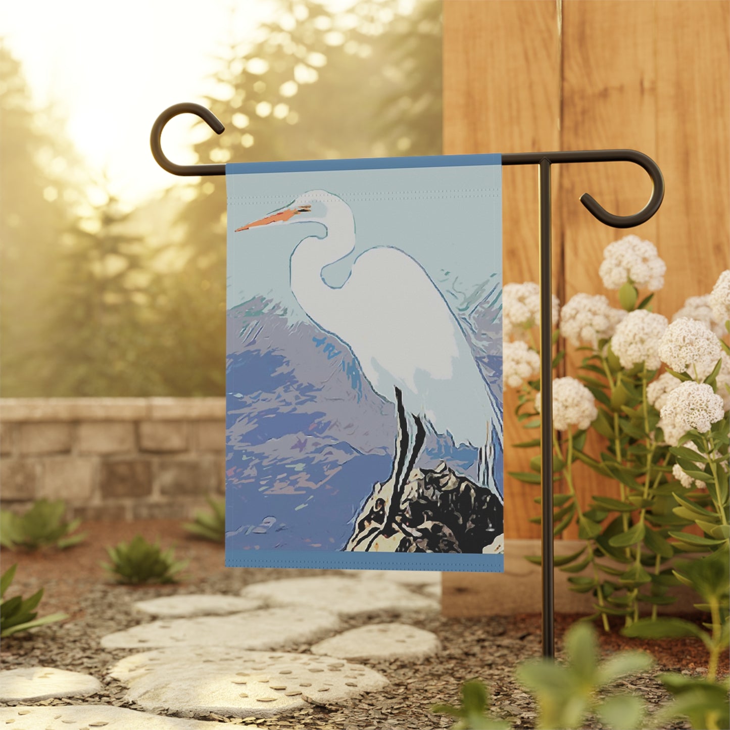 White Heron. Garden & House Banner