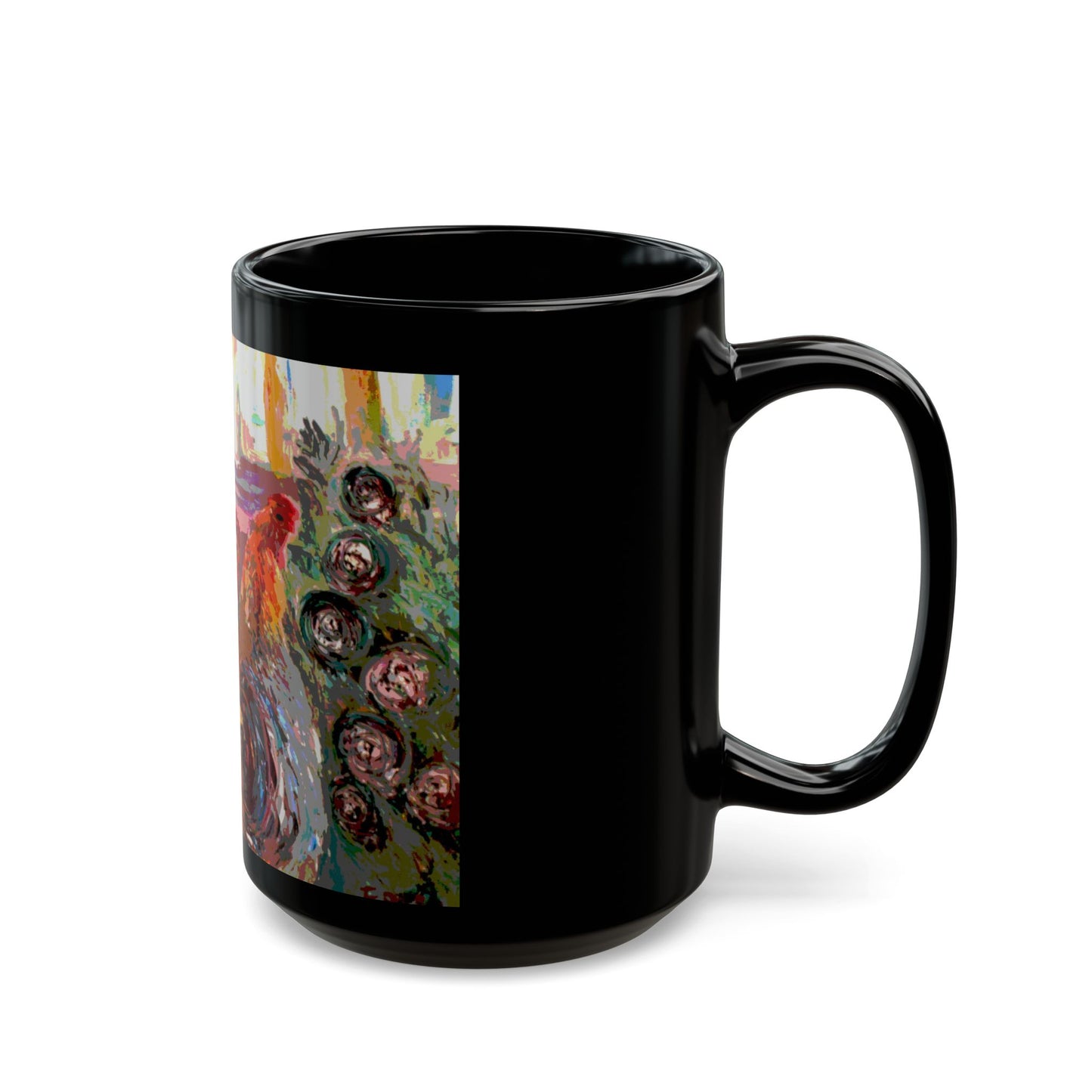 Betsy's Chickens- 11 oz or 15 oz Ceramic Black Mugs