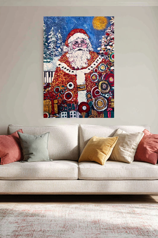 Santa's Magic | Vintage Style Christmas| Giclee Paper- Wood- Metal- Canvas