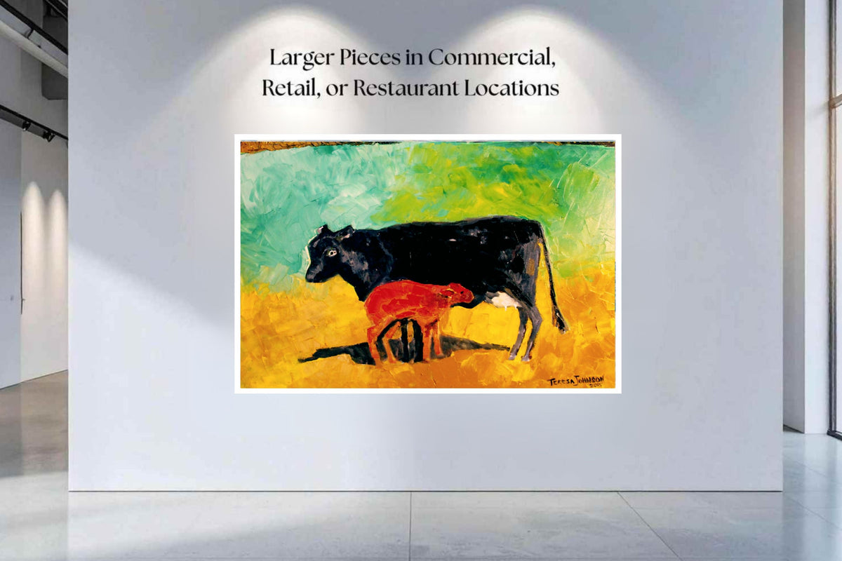 Allison's Cow and Calf Fine| Original Teresa Johnson Print | Western Decor |-Giclee Paper- Canvas