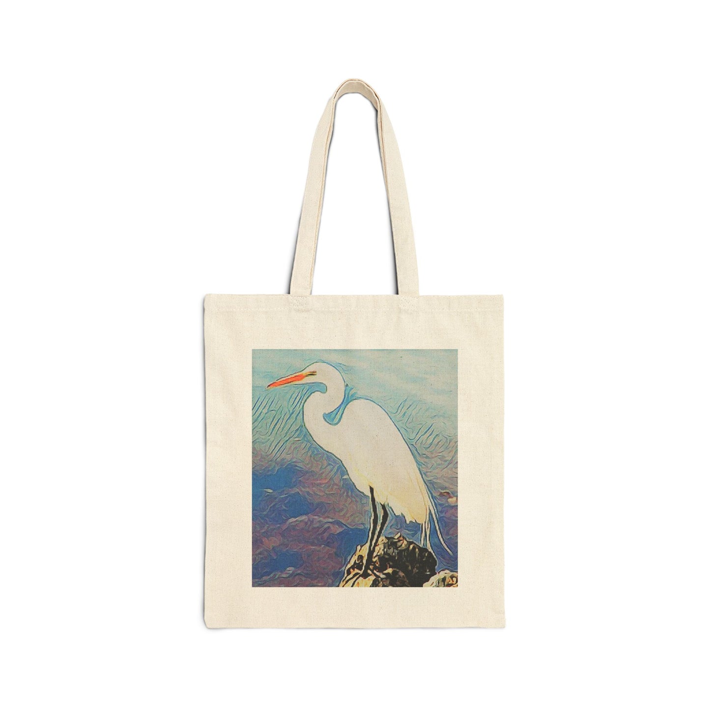 "White Egret" Stylish Cotton Canvas Tote Bag