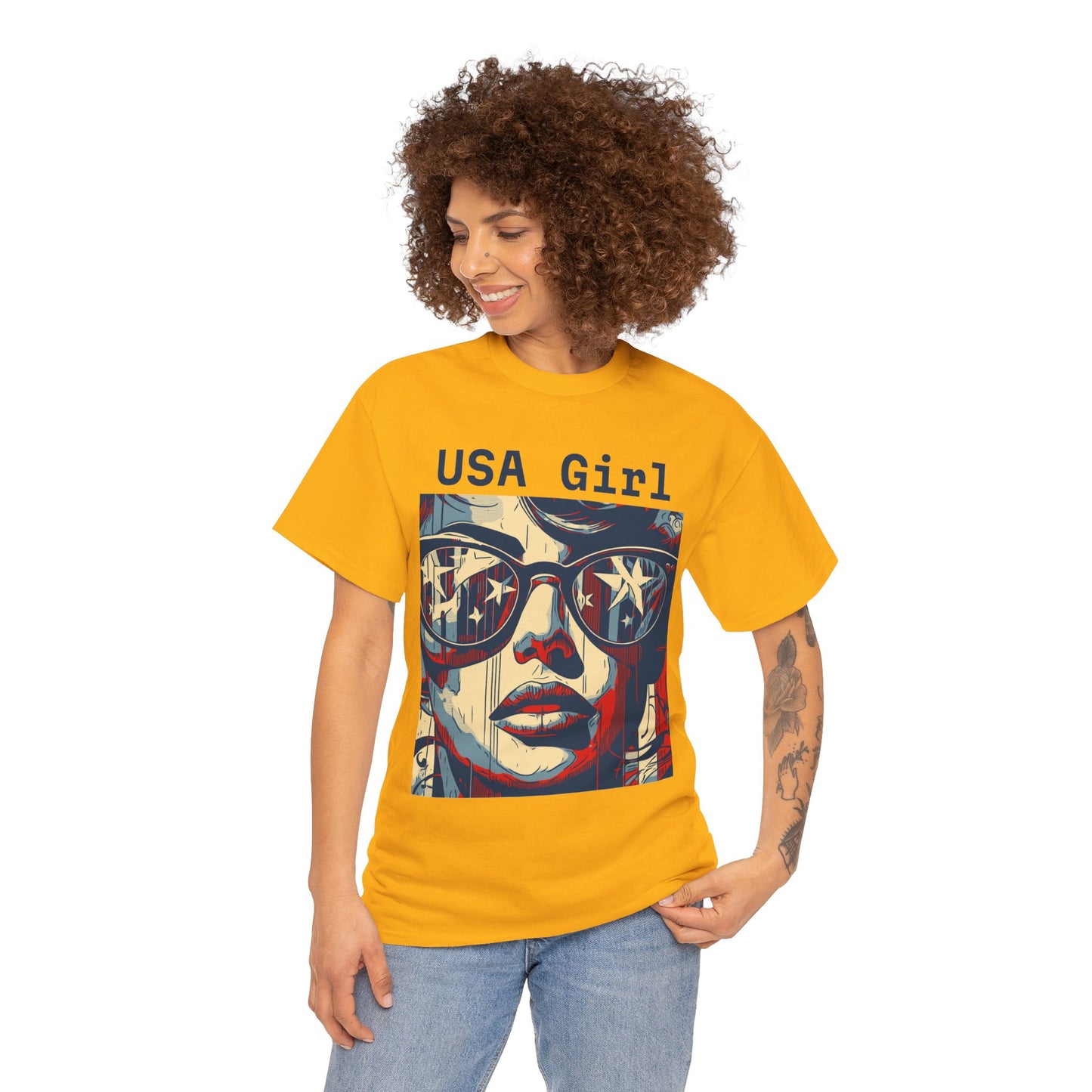 "USA Girl" Amazing Unisex Heavy Cotton Short Sleeve Tee Shirts!