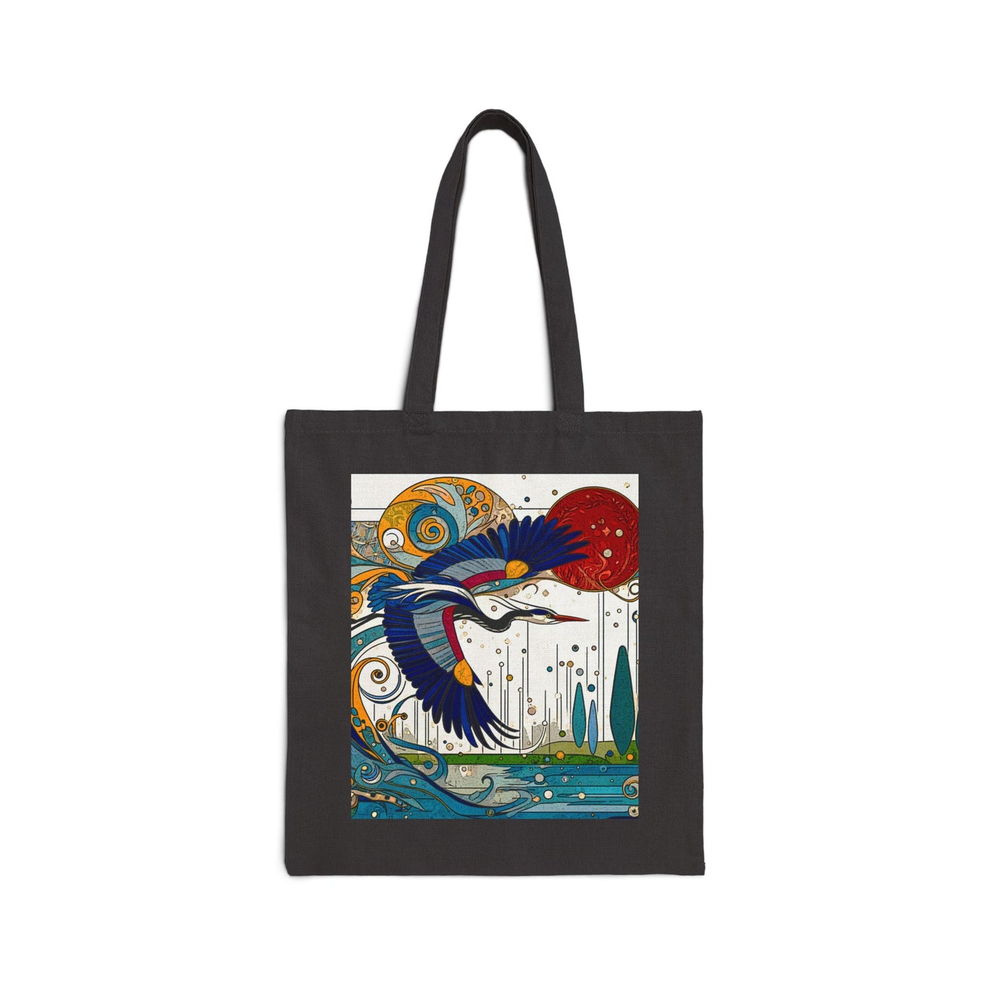 "Blue Heron" Stylish Cotton Canvas Tote Bag