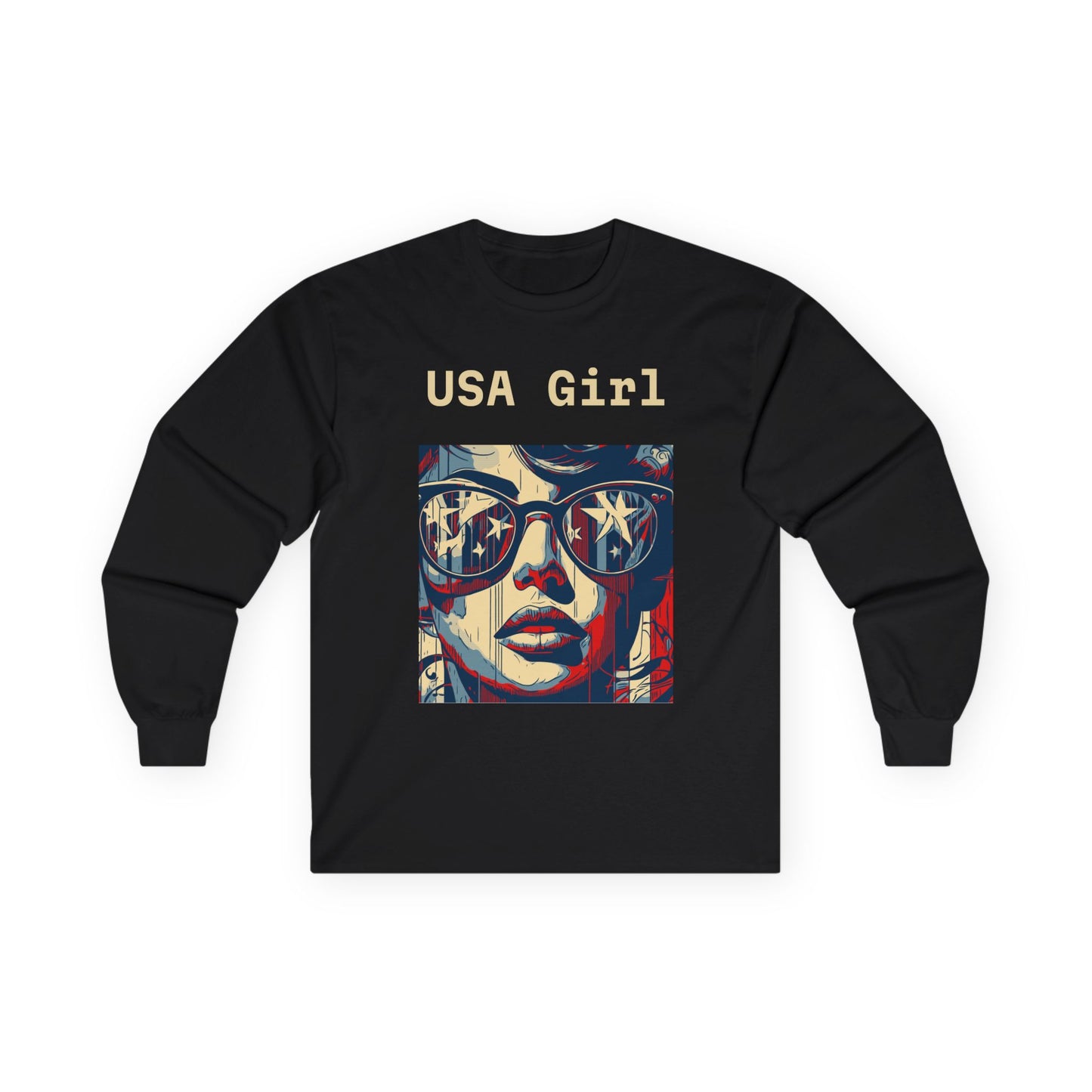 "USA Girl" Long Sleeve Casual Unisex Tee Shirt