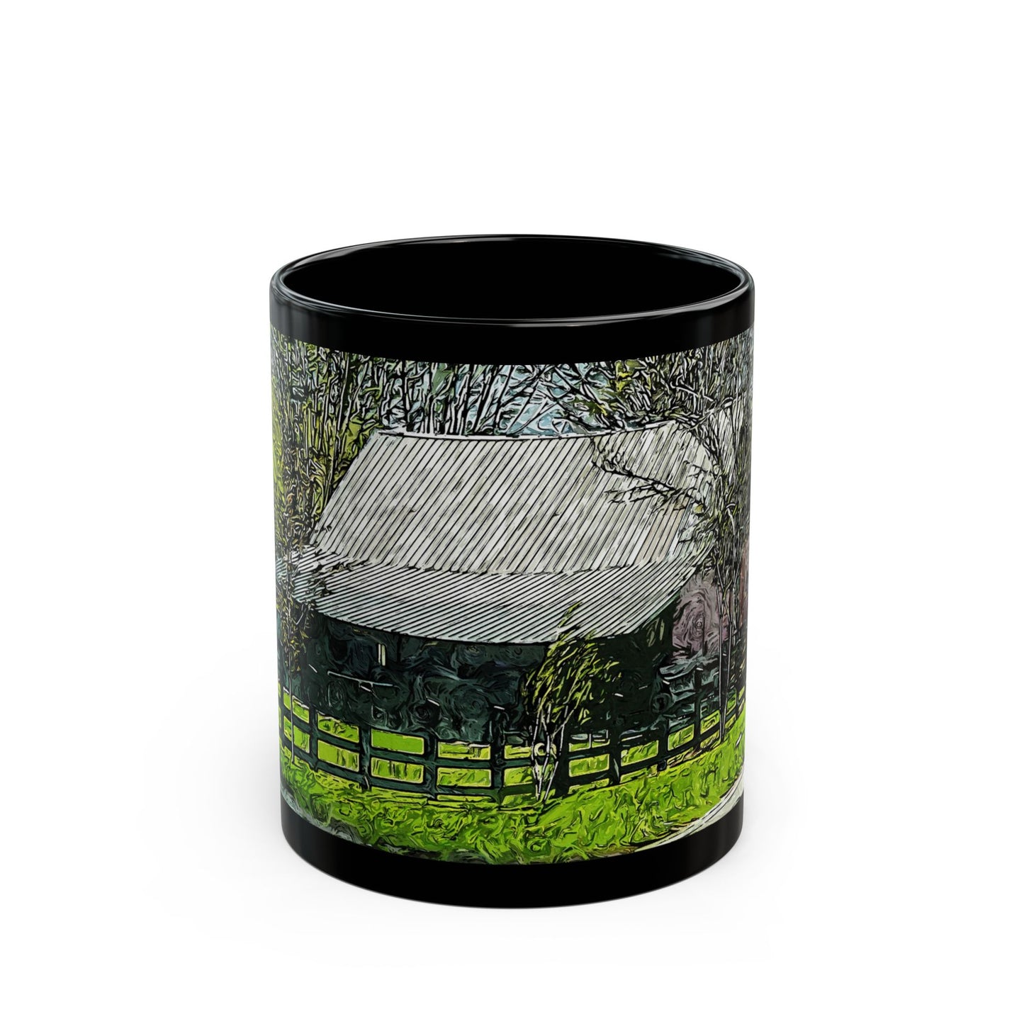 Mountain Barn- 11 oz or 15 oz Ceramic Black Mugs