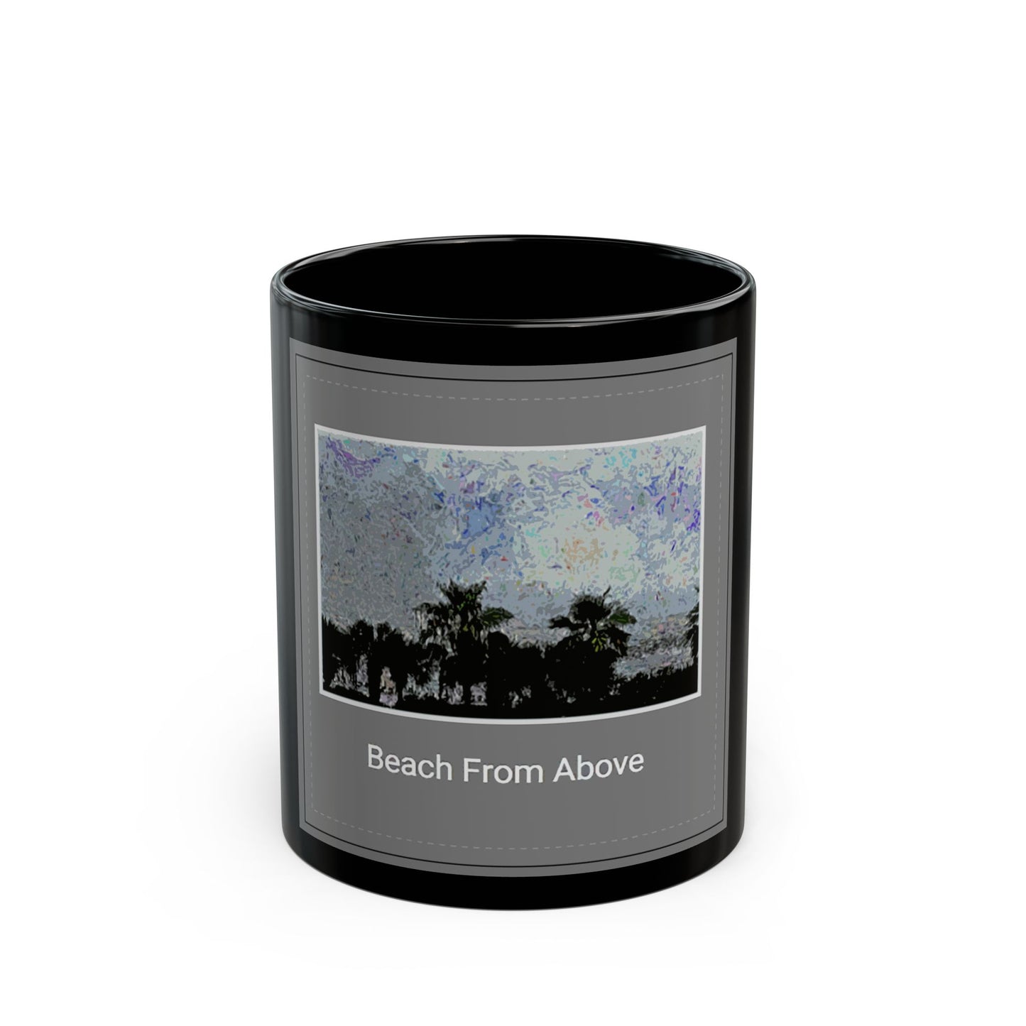 Beach from Above - 11 oz or 15 oz Ceramic Black Mugs