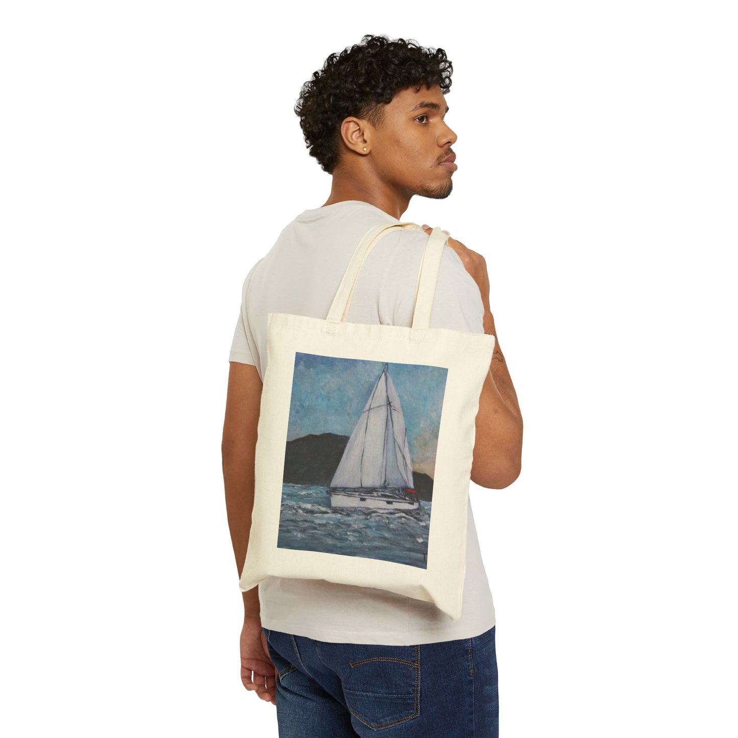 "Smoothly Sailing" Stylish Cotton Canvas Tote Bag