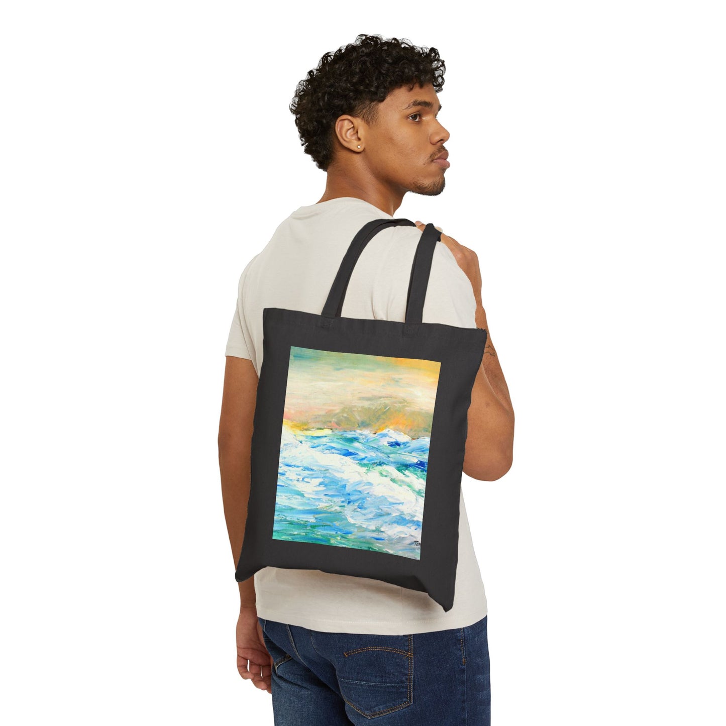 "God is Stirring the Sea" Stylish Cotton Canvas Tote Bag