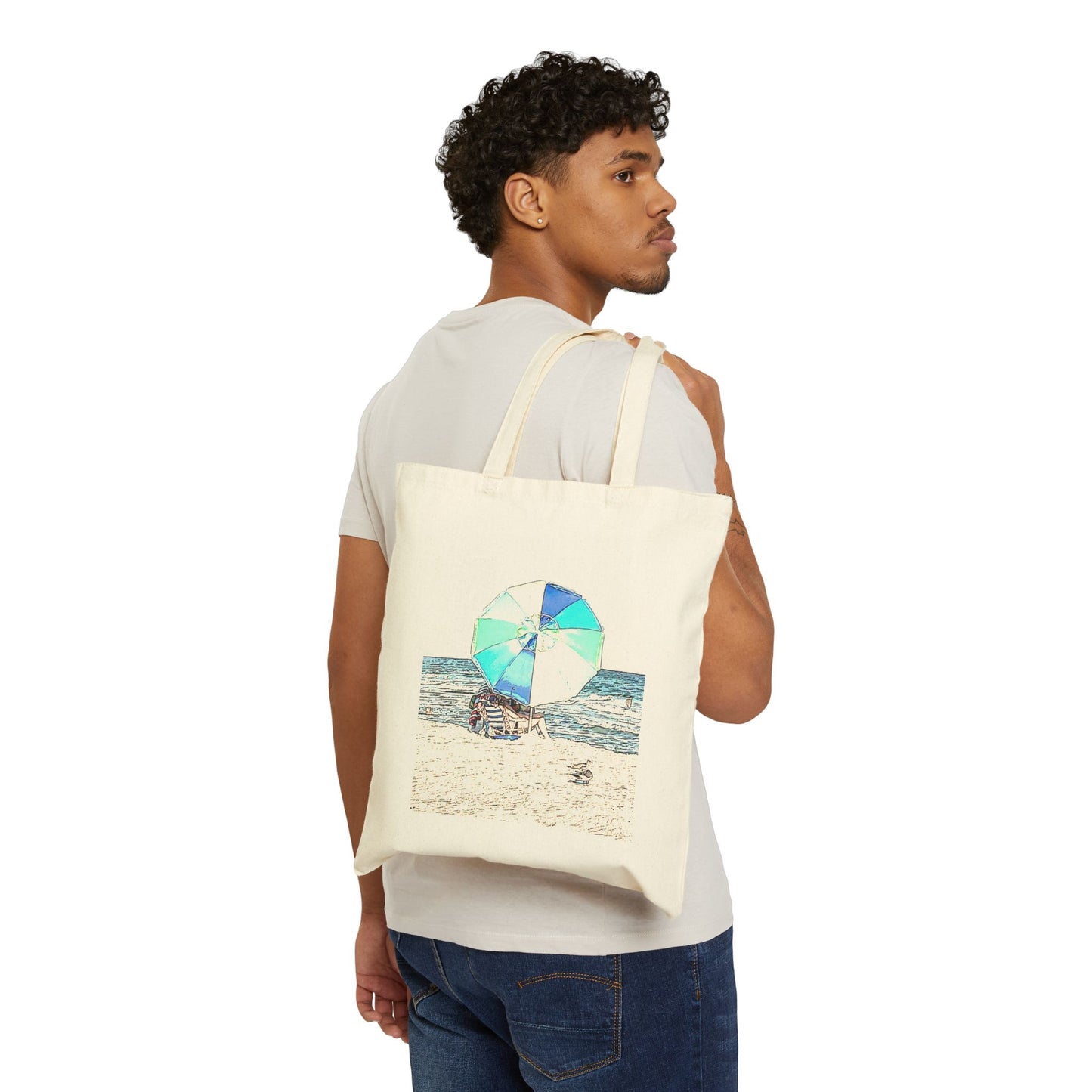 "Beach Talk" Stylish Cotton Canvas Tote Bag