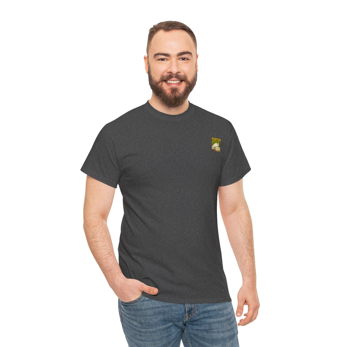 White Egret- Amazing Unisex Heavy Cotton Short Sleeve Tee Shirts!