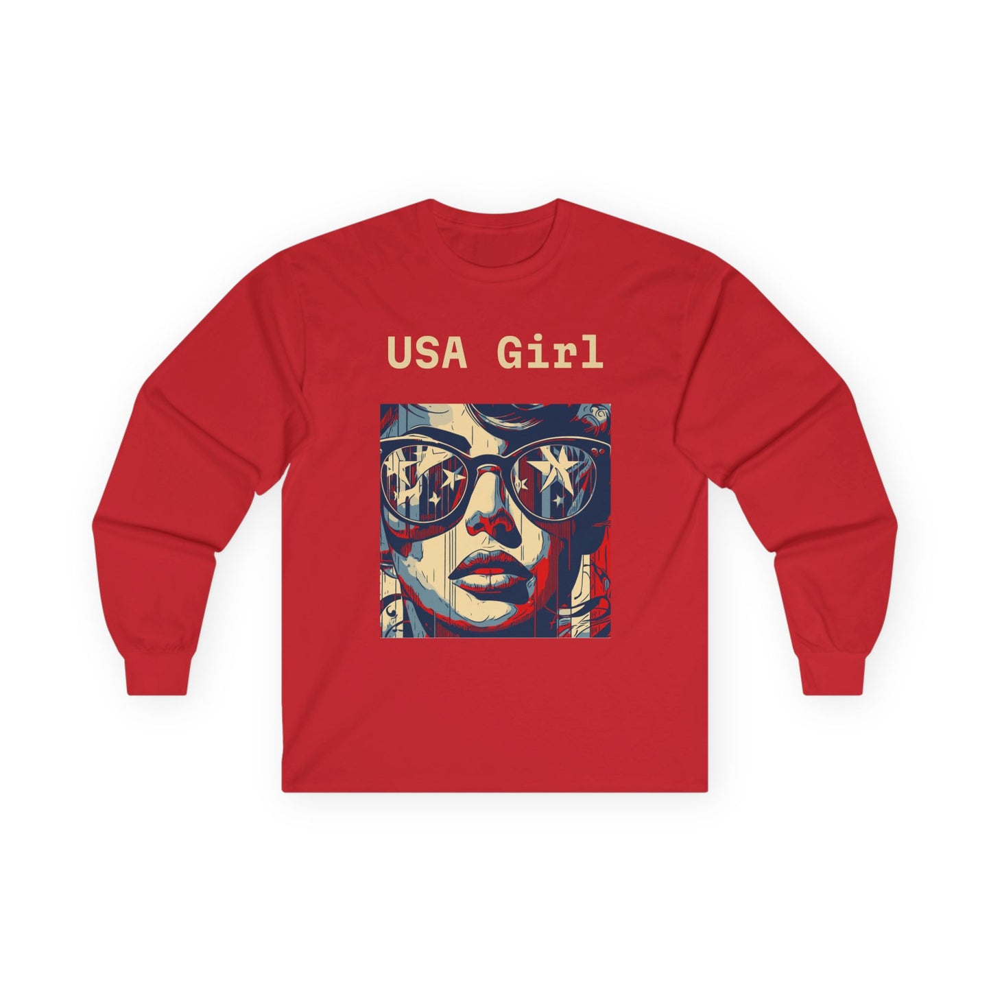"USA Girl" Long Sleeve Casual Unisex Tee Shirt