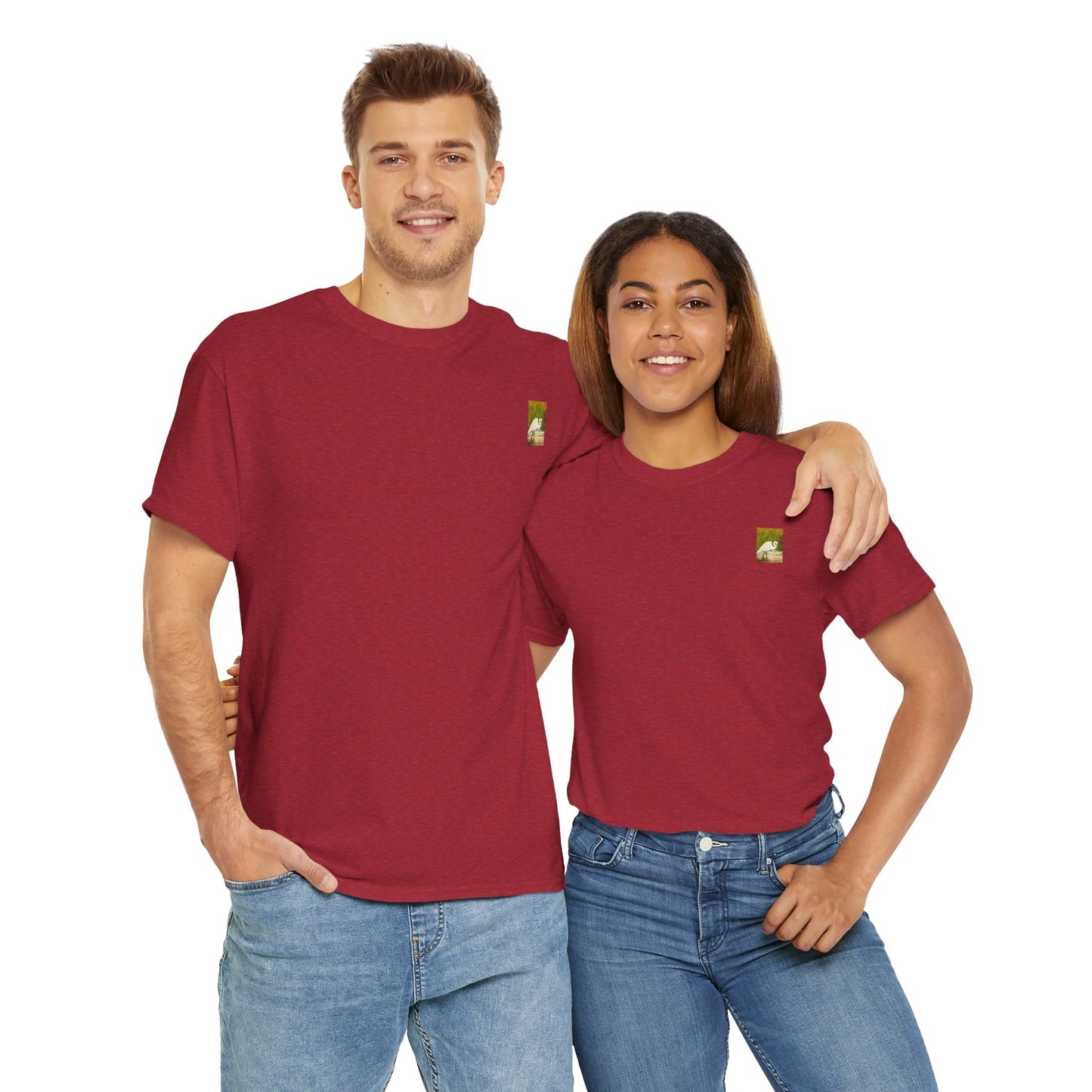 White Egret- Amazing Unisex Heavy Cotton Short Sleeve Tee Shirts!