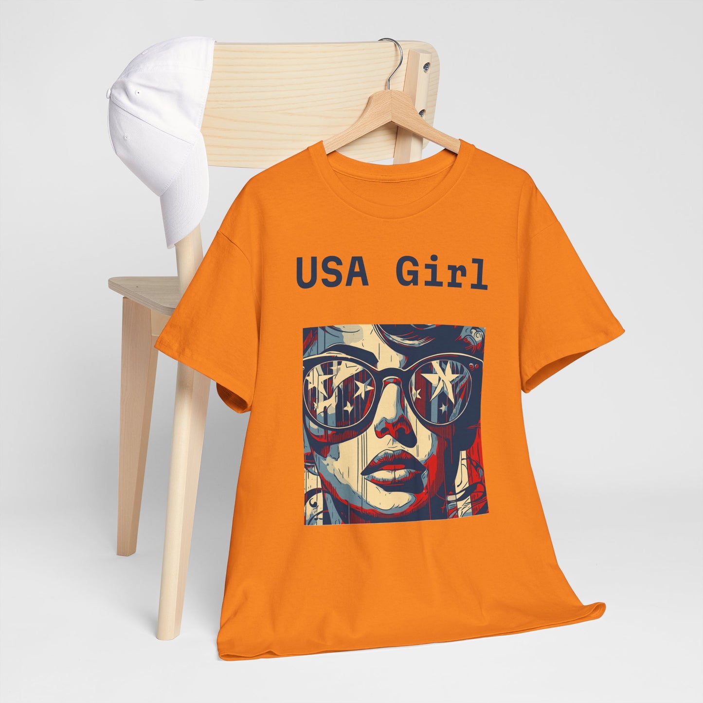 "USA Girl" - Amazing Unisex Heavy Cotton Short Sleeve Tee Shirts!