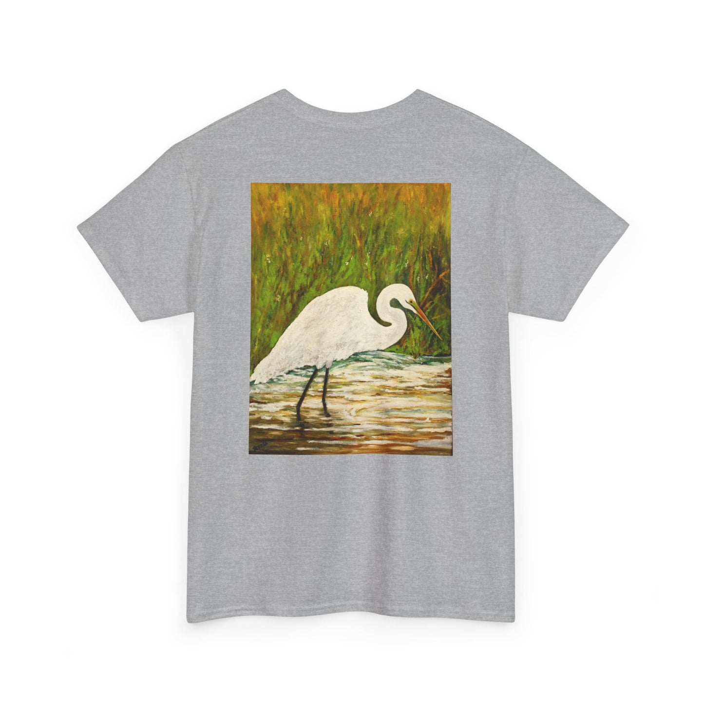 White Egret- Amazing Unisex Heavy Cotton Short Sleeve Tee Shirts!