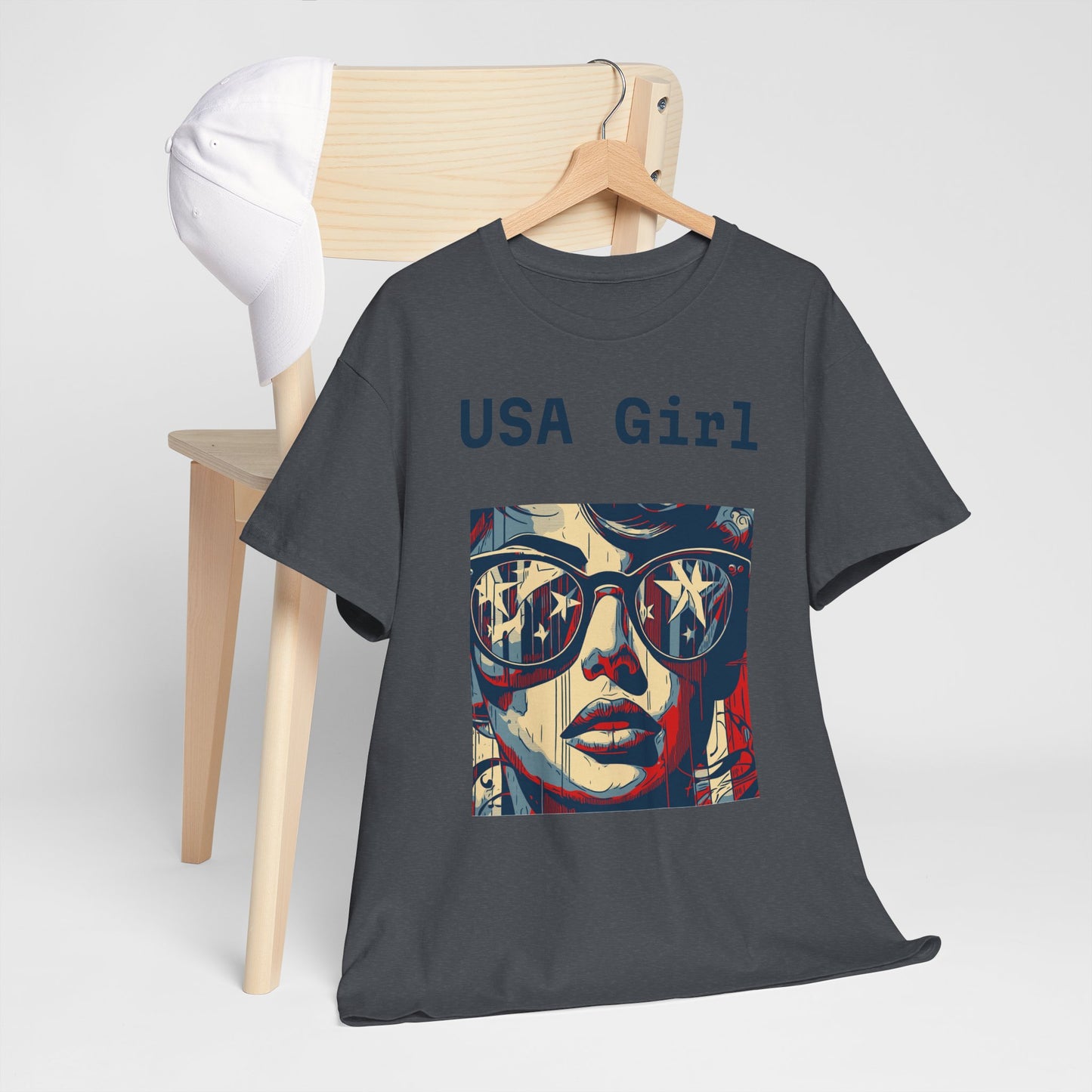 "USA Girl" - Amazing Unisex Heavy Cotton Short Sleeve Tee Shirts!