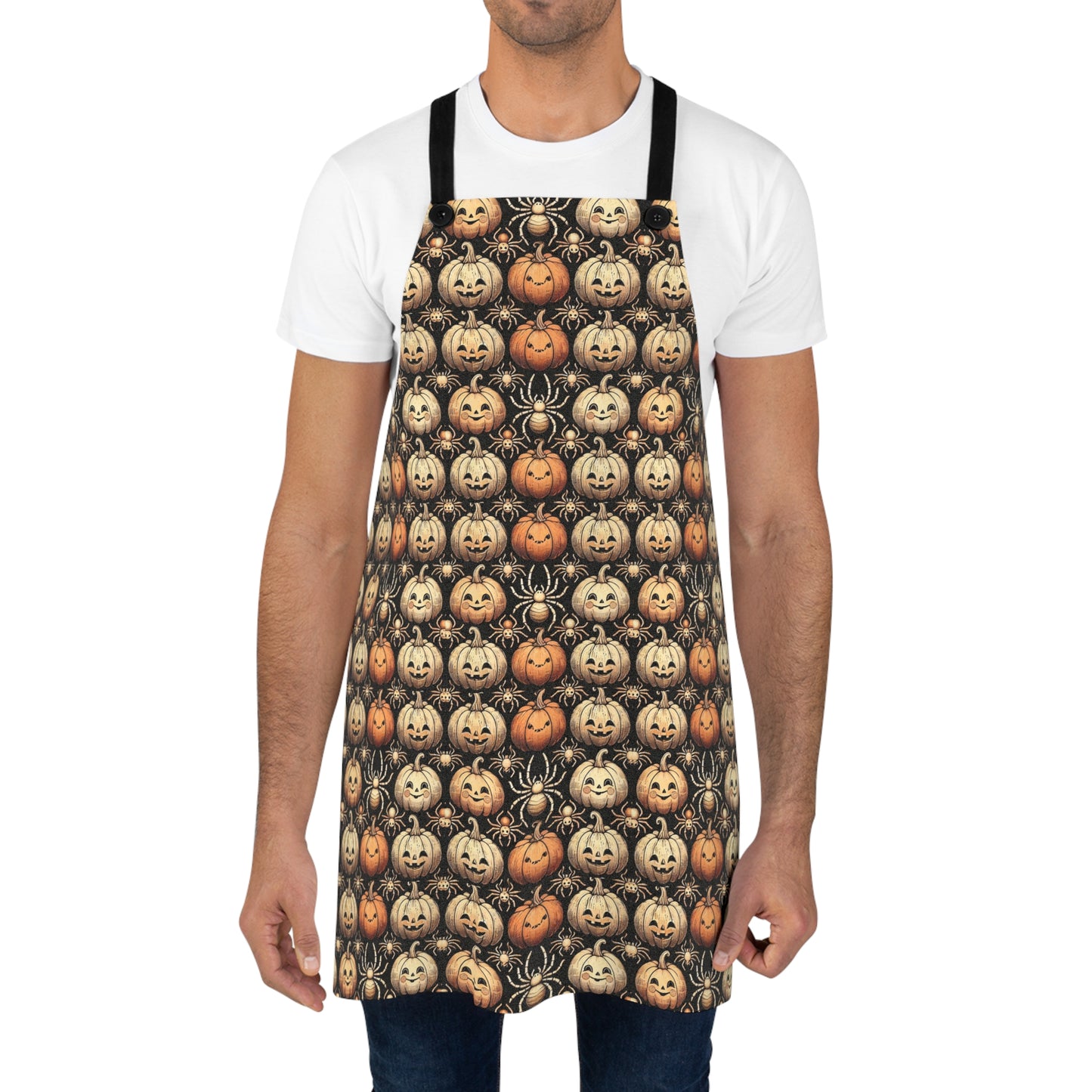 Happy Pumpkin and Spider Halloween Apron