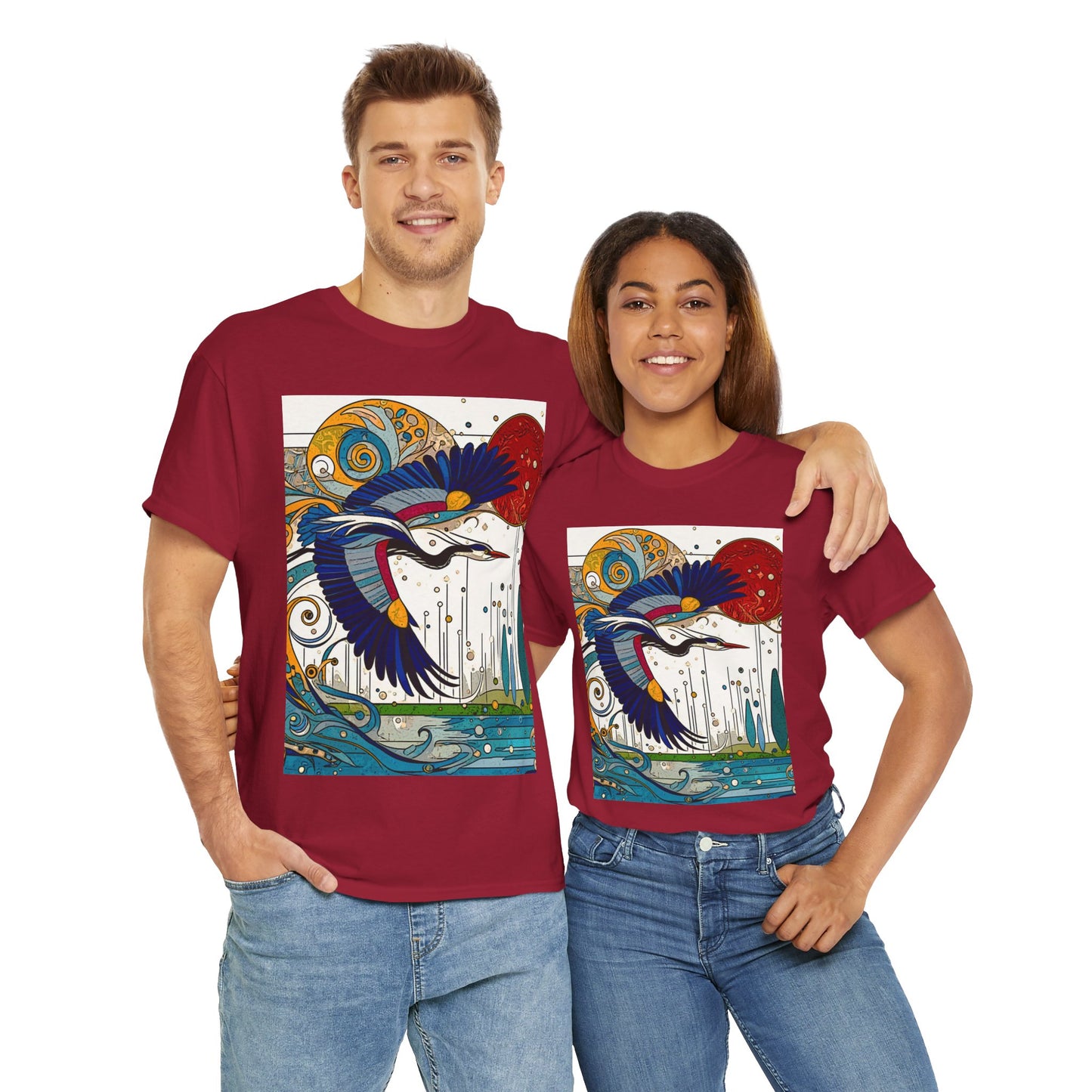 Blue Heron - Amazing Unisex Heavy Cotton Short Sleeve Tee Shirts!