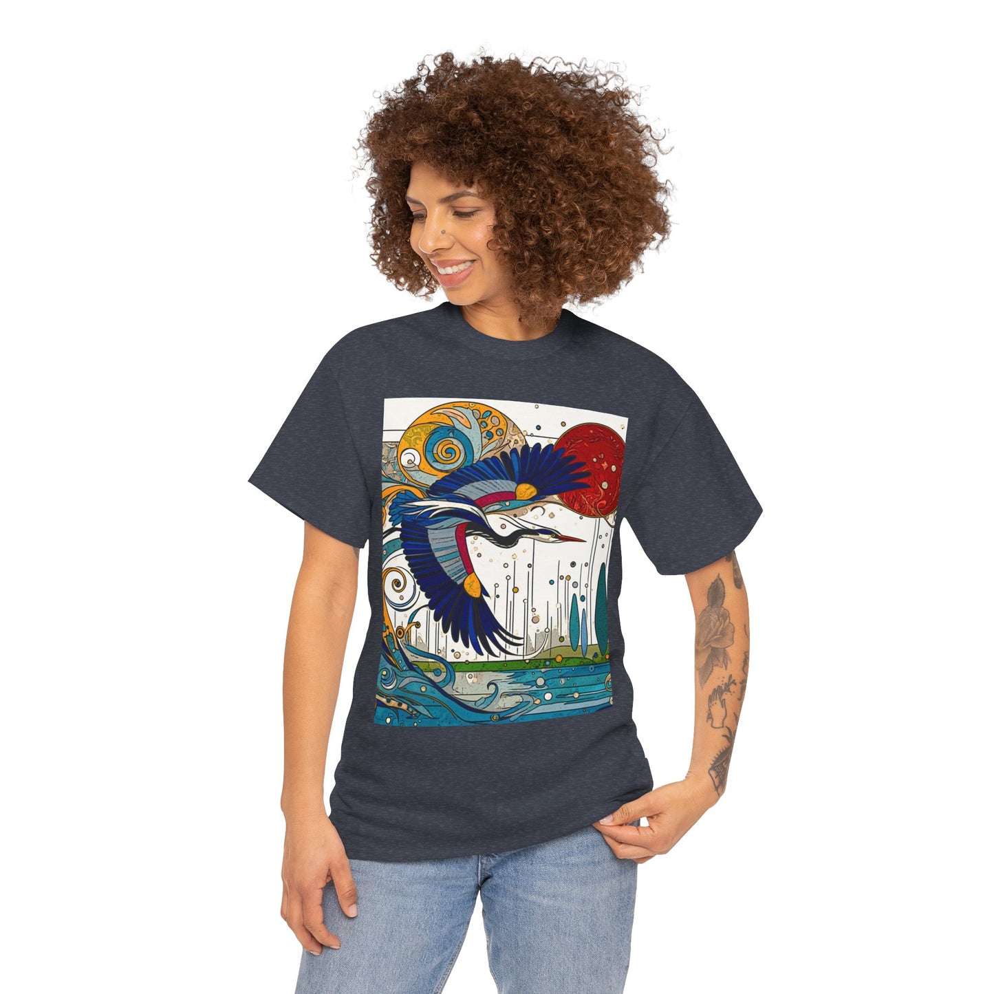 Blue Heron - Amazing Unisex Heavy Cotton Short Sleeve Tee Shirts!