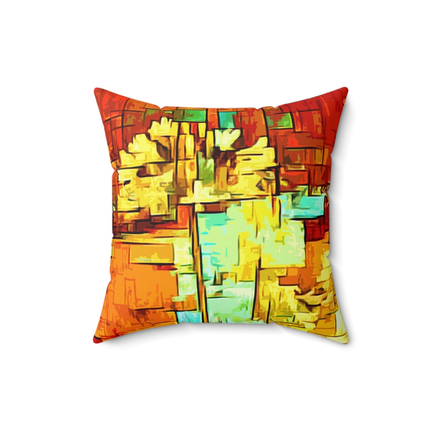 Red Flowers Faux Suede Square Pillow