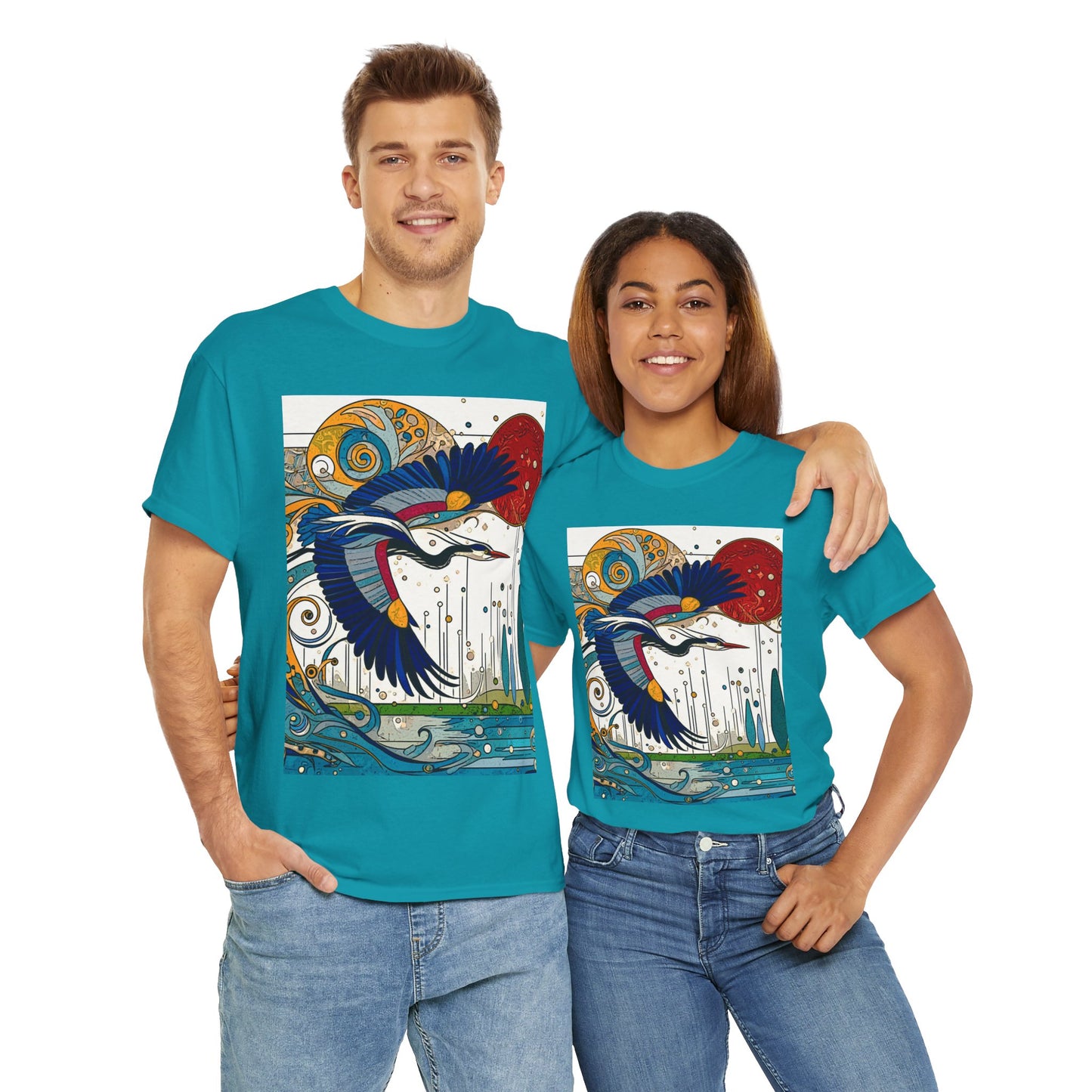 Blue Heron - Amazing Unisex Heavy Cotton Short Sleeve Tee Shirts!