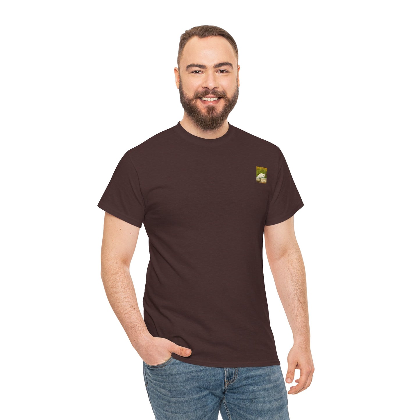 White Egret- Amazing Unisex Heavy Cotton Short Sleeve Tee Shirts!
