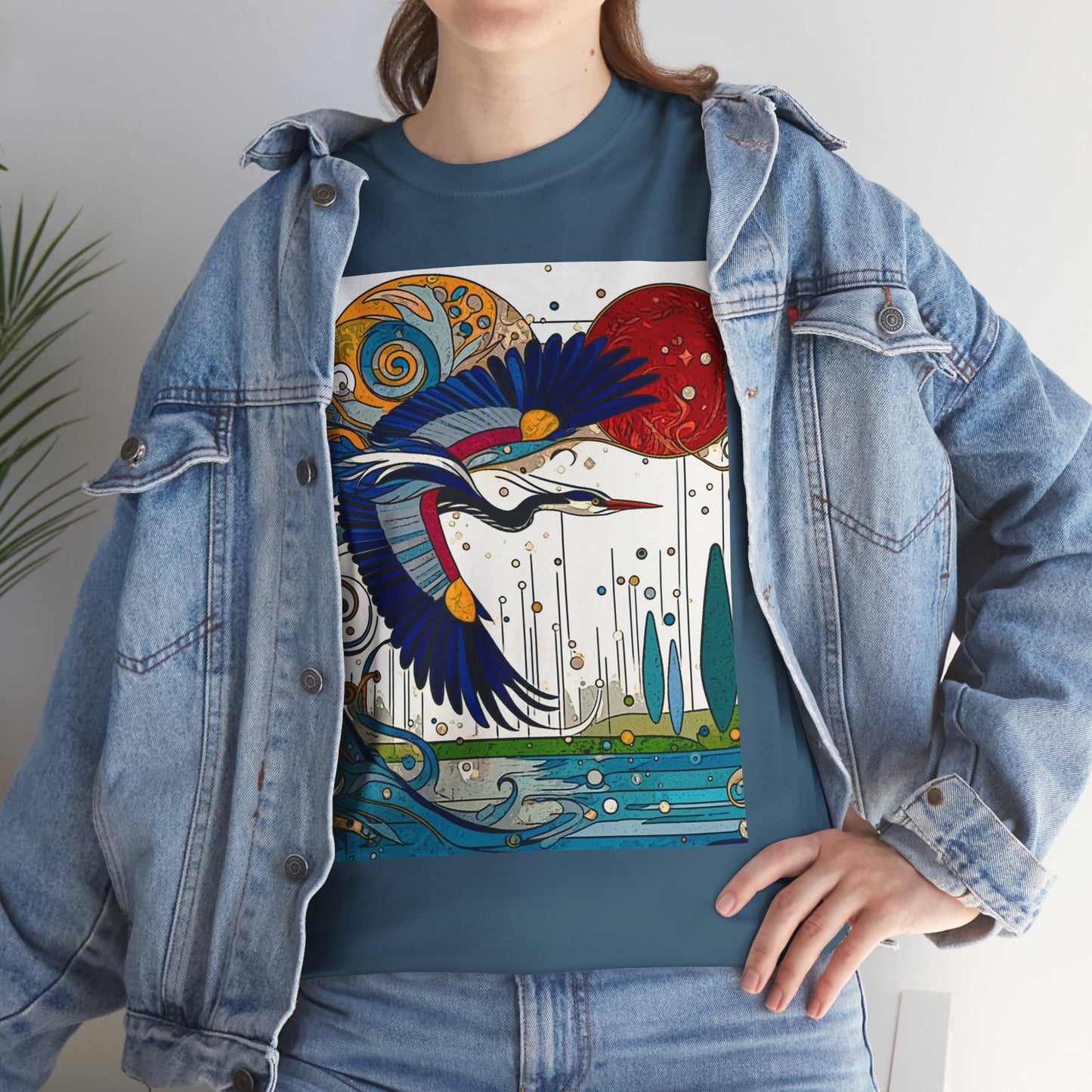 Blue Heron - Amazing Unisex Heavy Cotton Short Sleeve Tee Shirts!