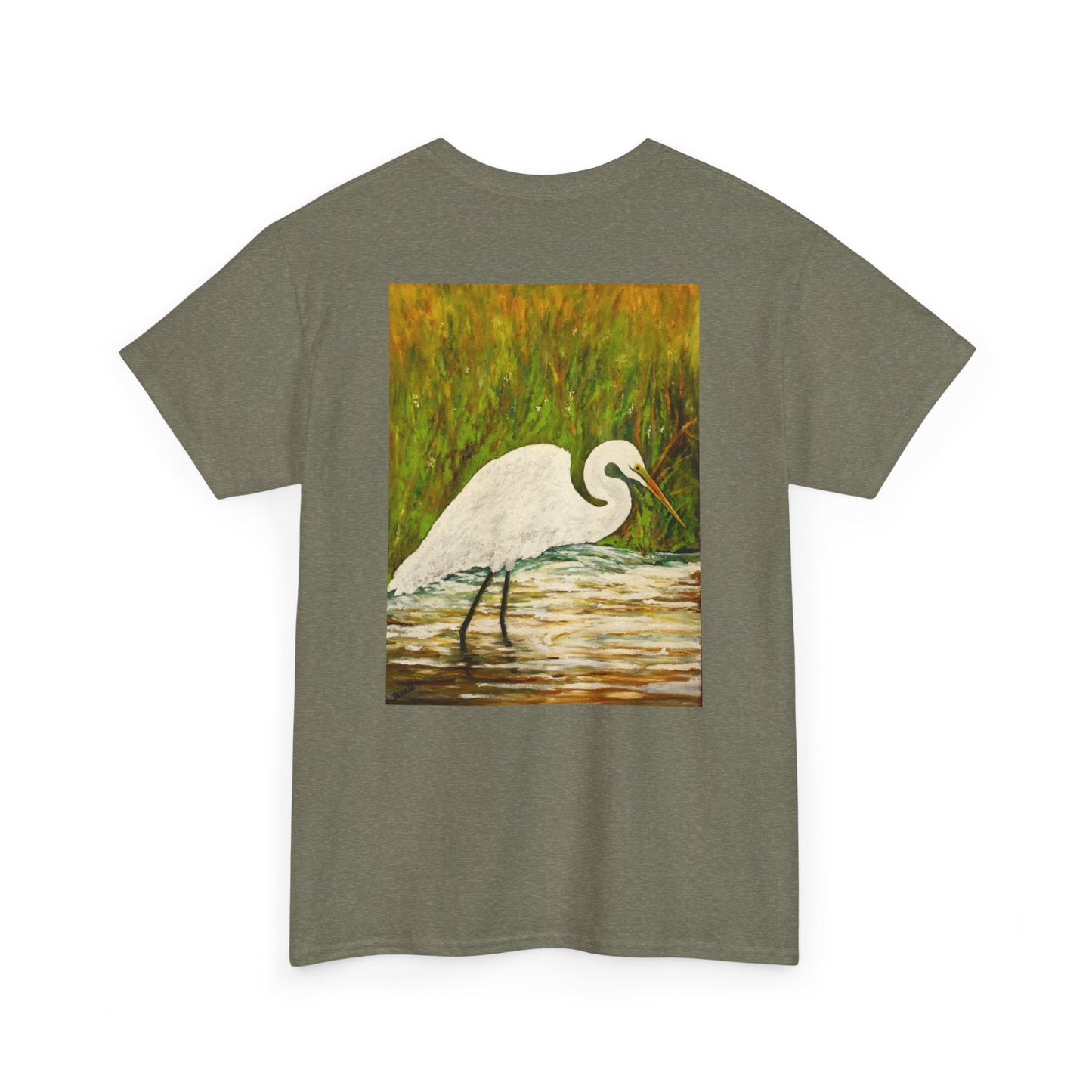 White Egret- Amazing Unisex Heavy Cotton Short Sleeve Tee Shirts!