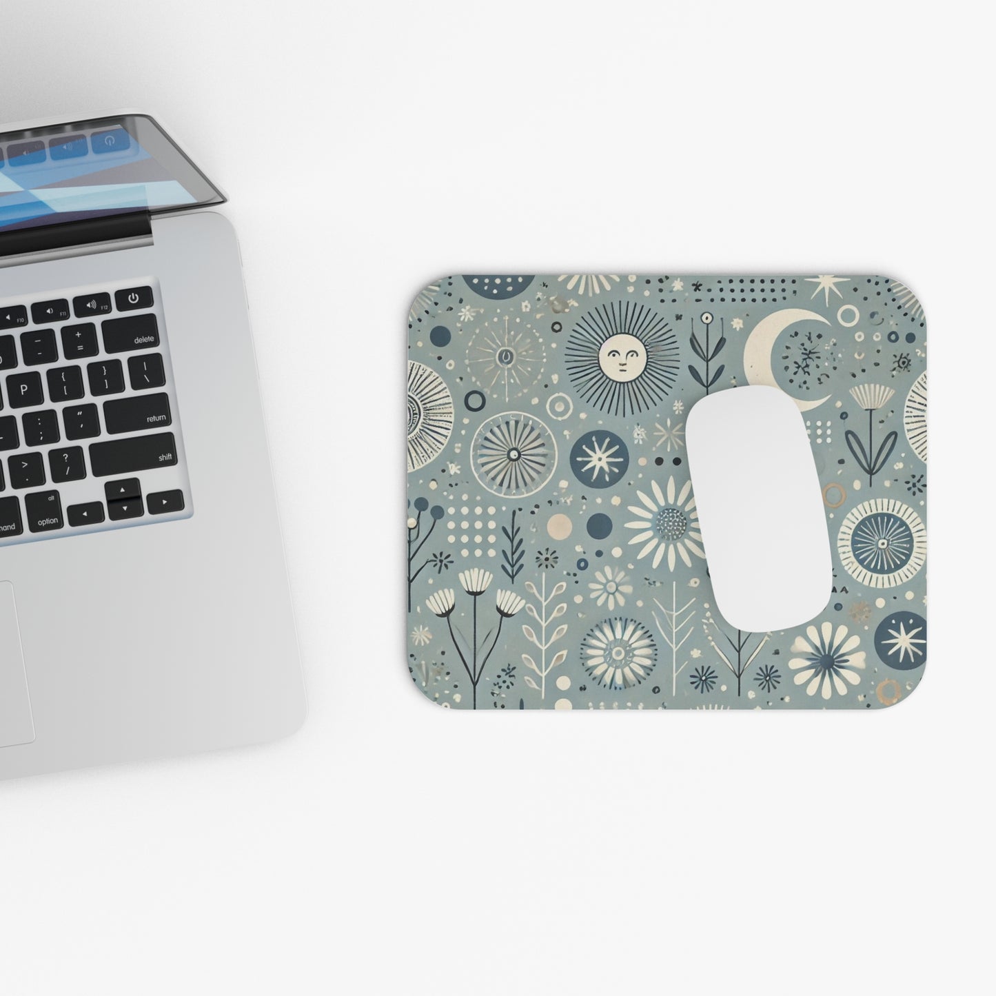 Sun, Moon, and Flowers Mousepad