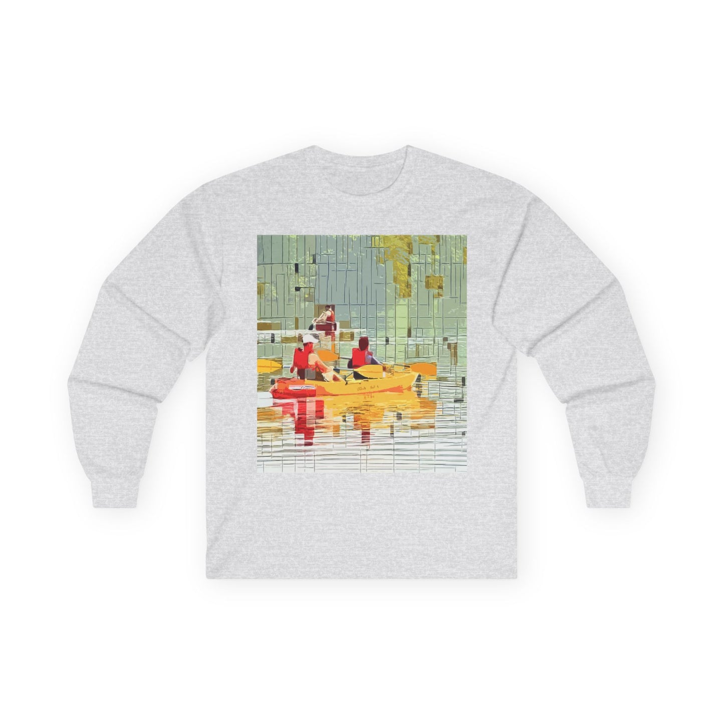 "Kayak in the River" Long Sleeve Casual Unisex Tee Shirt