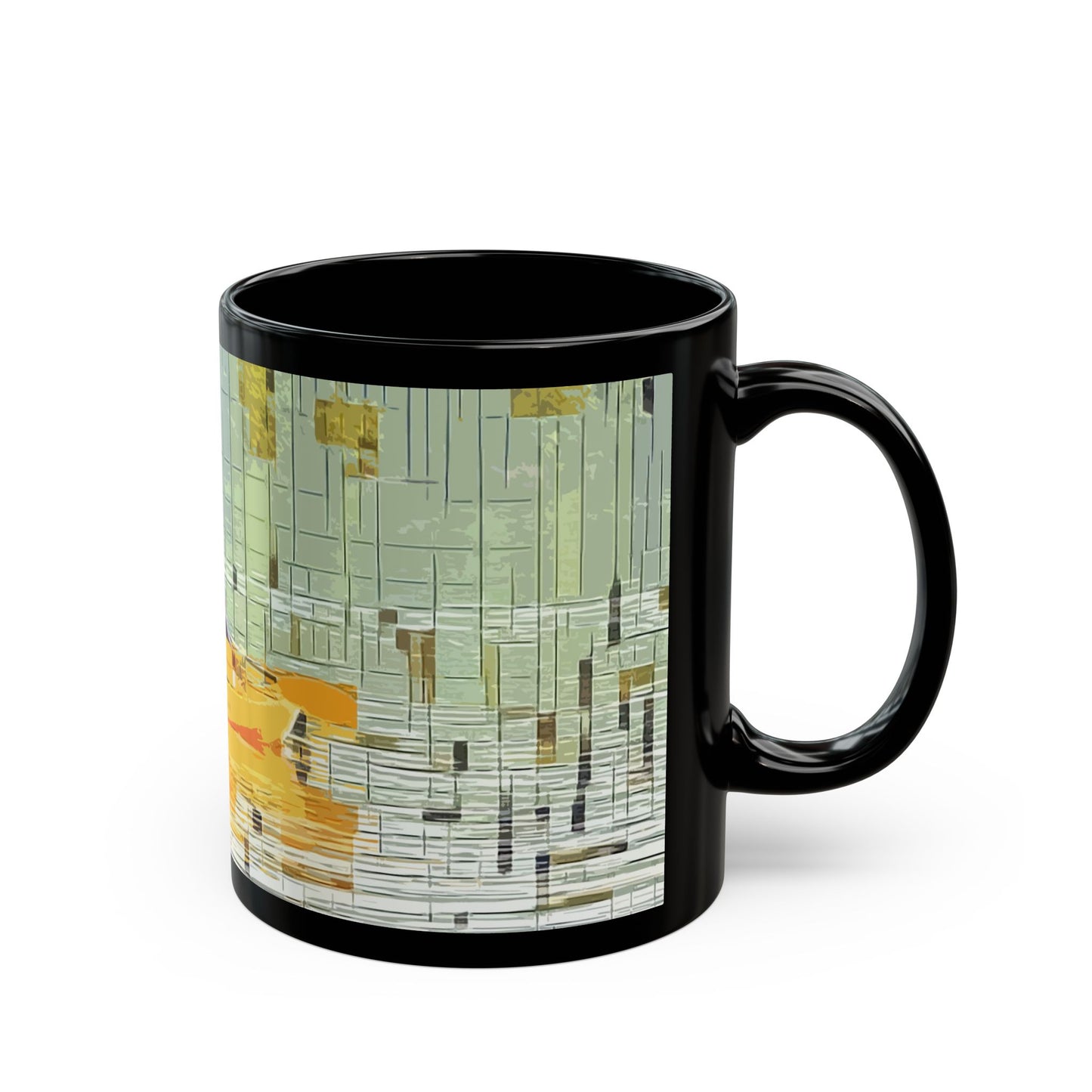 Kayak in the River- 11 oz or 15 oz Ceramic Black Mugs