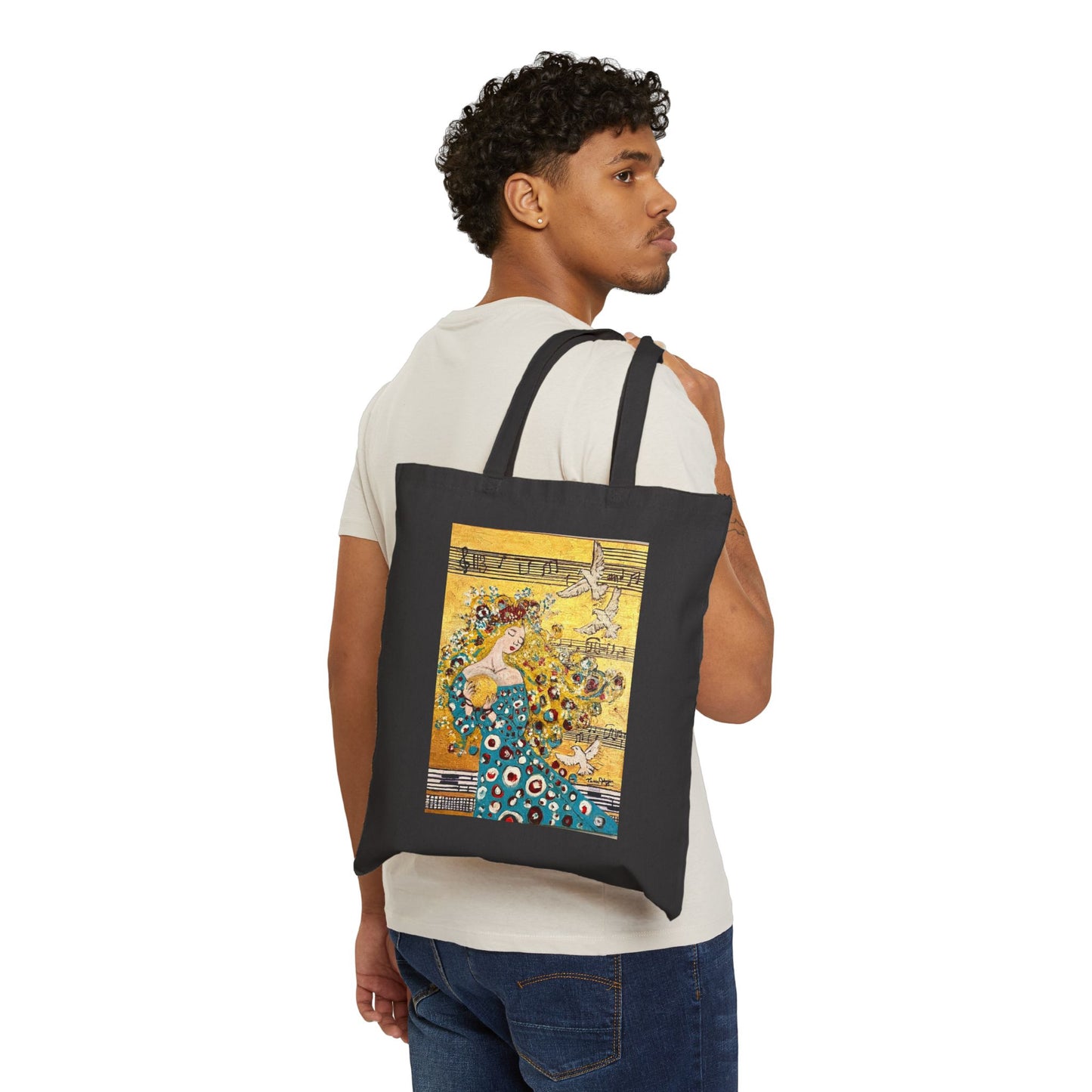 "Melody" Stylish Cotton Canvas Tote Bag, Eco-Friendly Shopping Bag
