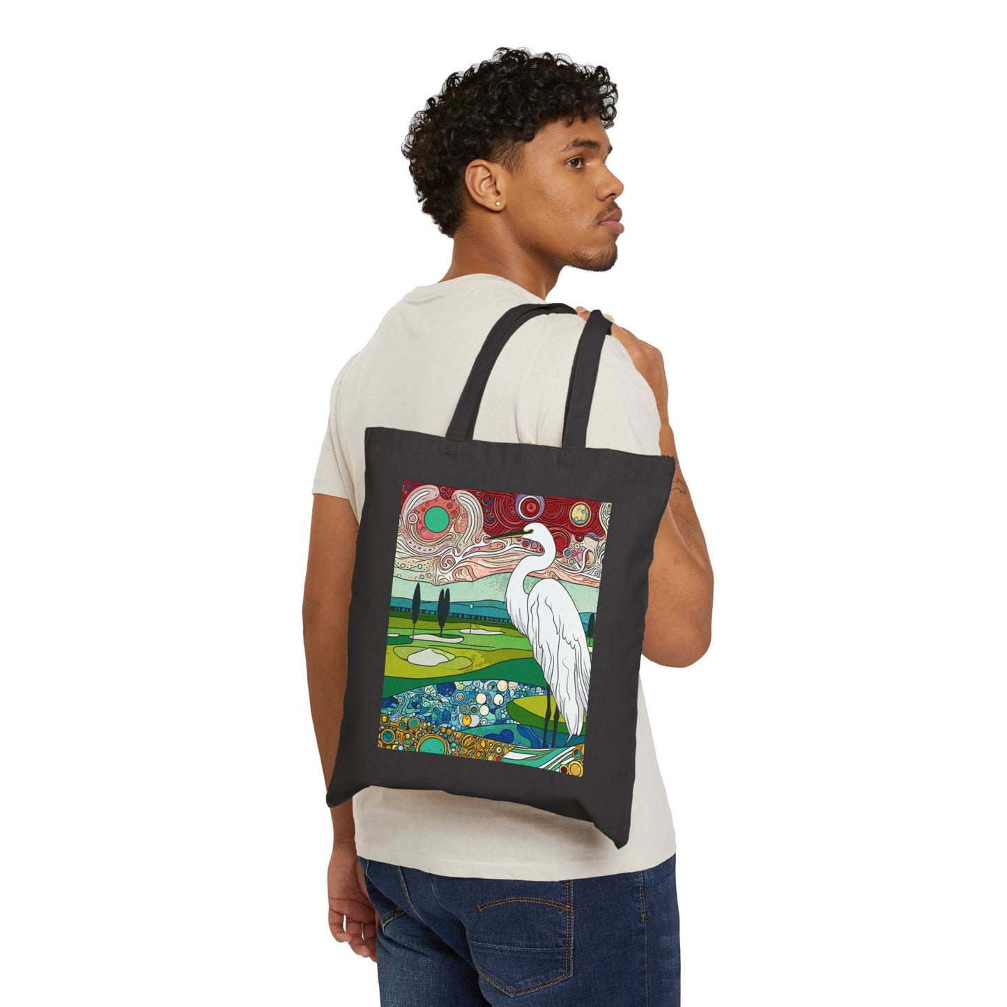 "Florida Egret" Stylish Cotton Canvas Tote Bag