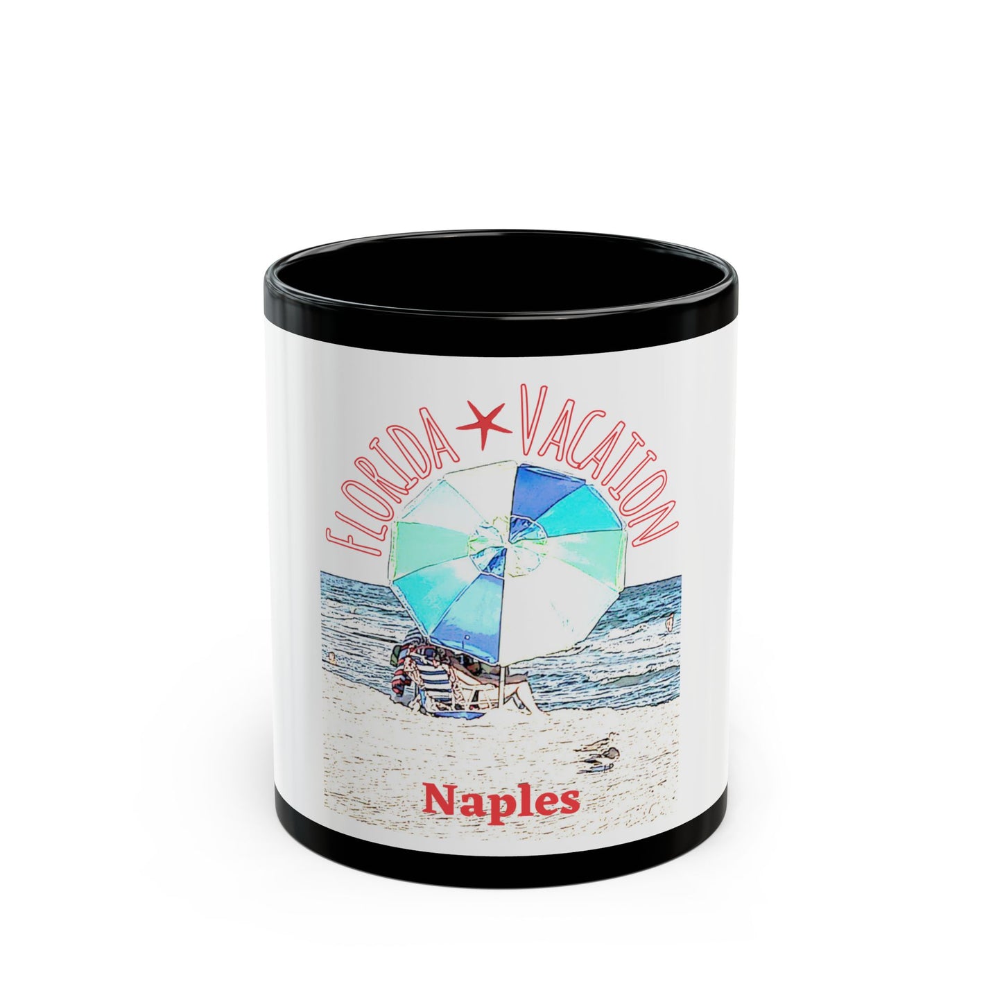 Florida Vacation - Naples - 11 oz or 15 oz Ceramic Black Mugs