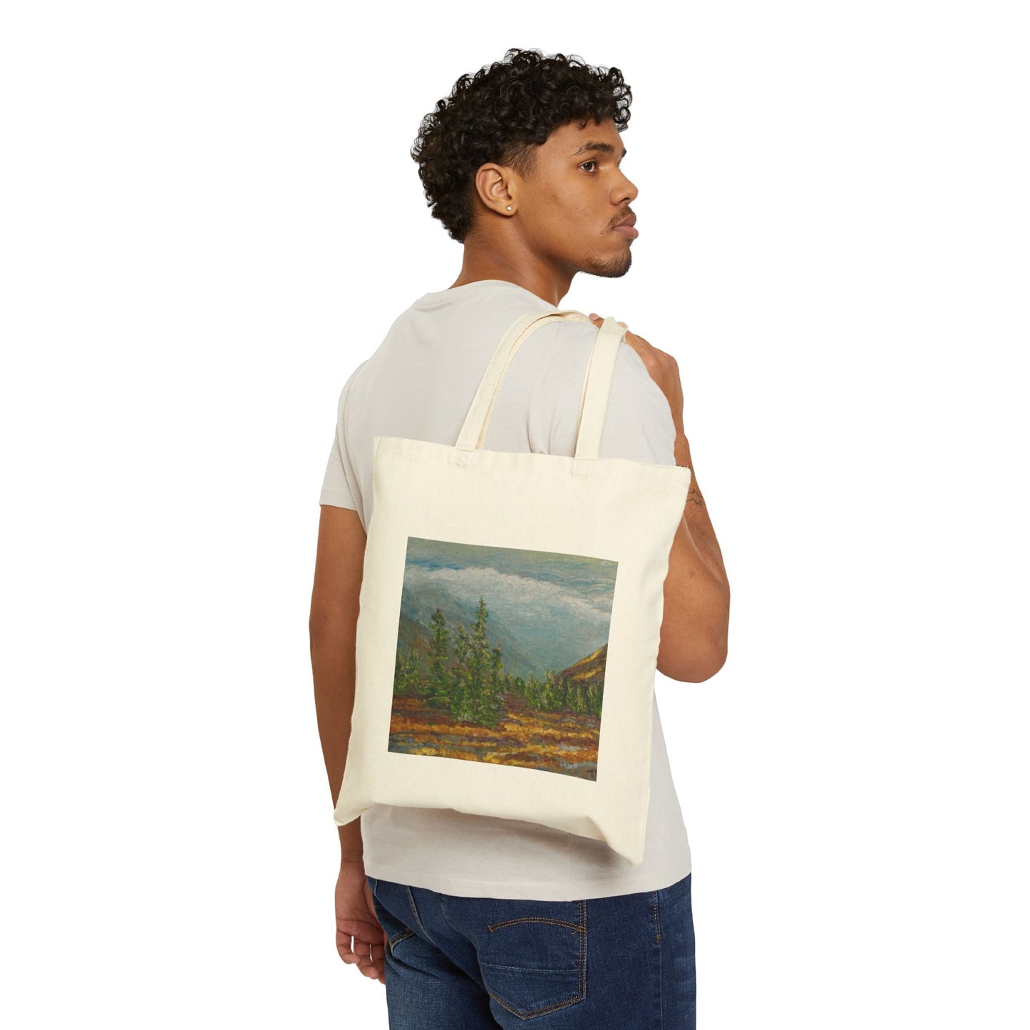 "Rocky Mountain Shadow" Stylish Cotton Canvas Tote Bag