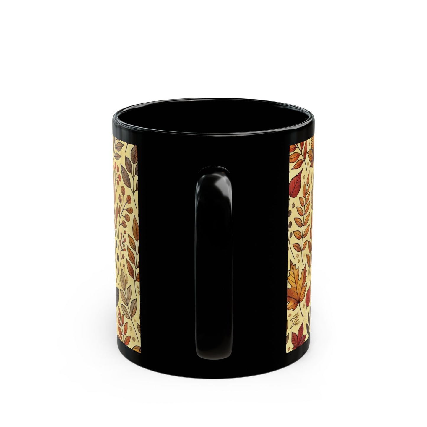Autumn Leaves- 11 oz or 15 oz Ceramic Black Mugs