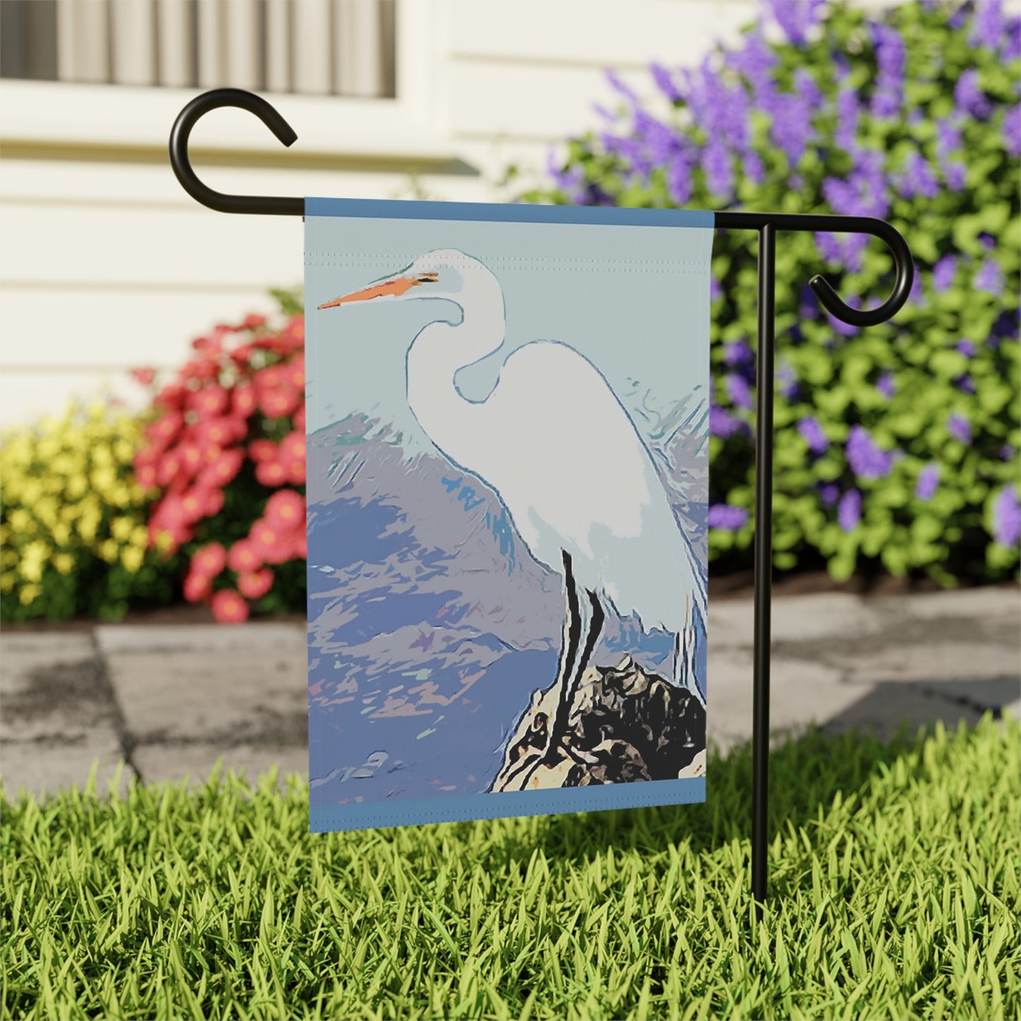 White Heron. Garden & House Banner