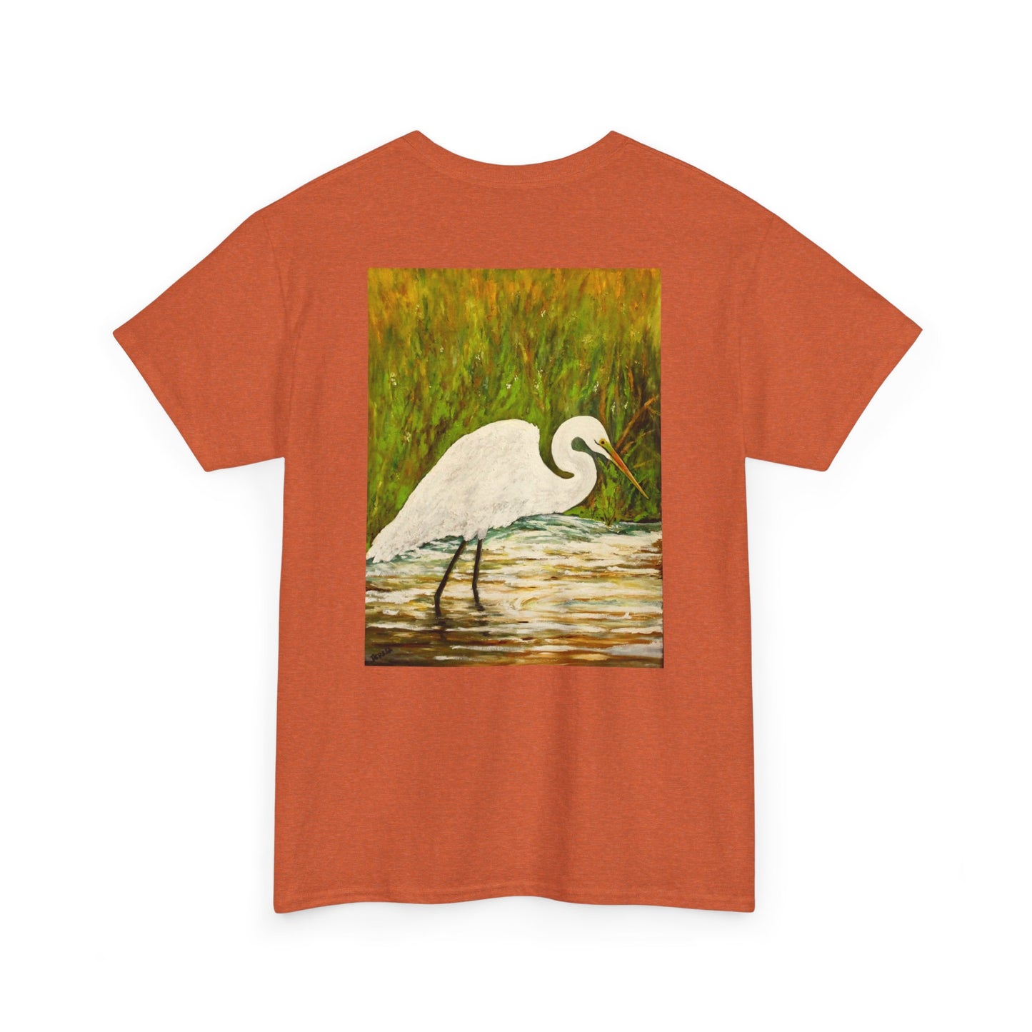 White Egret- Amazing Unisex Heavy Cotton Short Sleeve Tee Shirts!