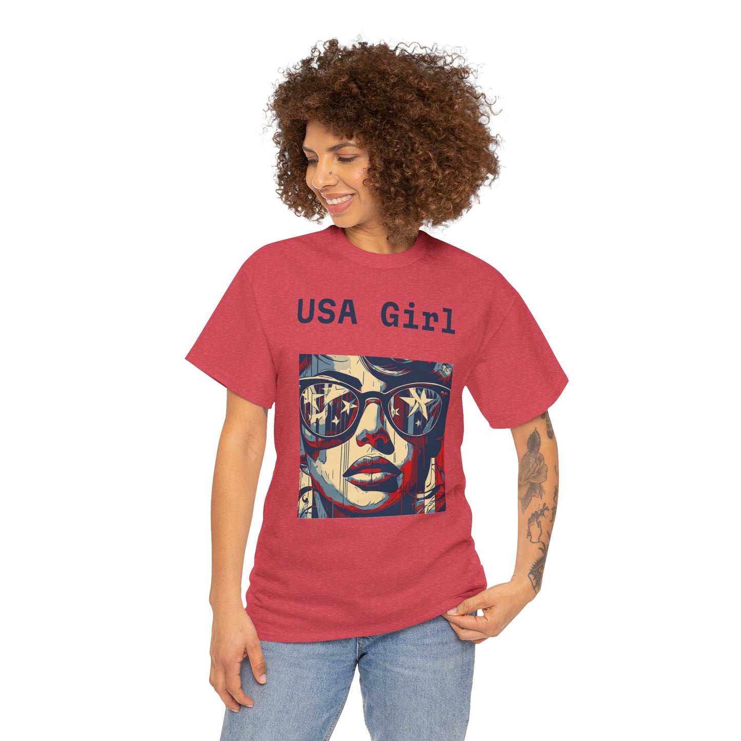 "USA Girl" - Amazing Unisex Heavy Cotton Short Sleeve Tee Shirts!