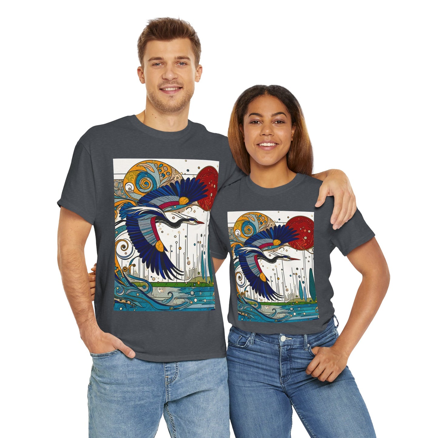 Blue Heron - Amazing Unisex Heavy Cotton Short Sleeve Tee Shirts!