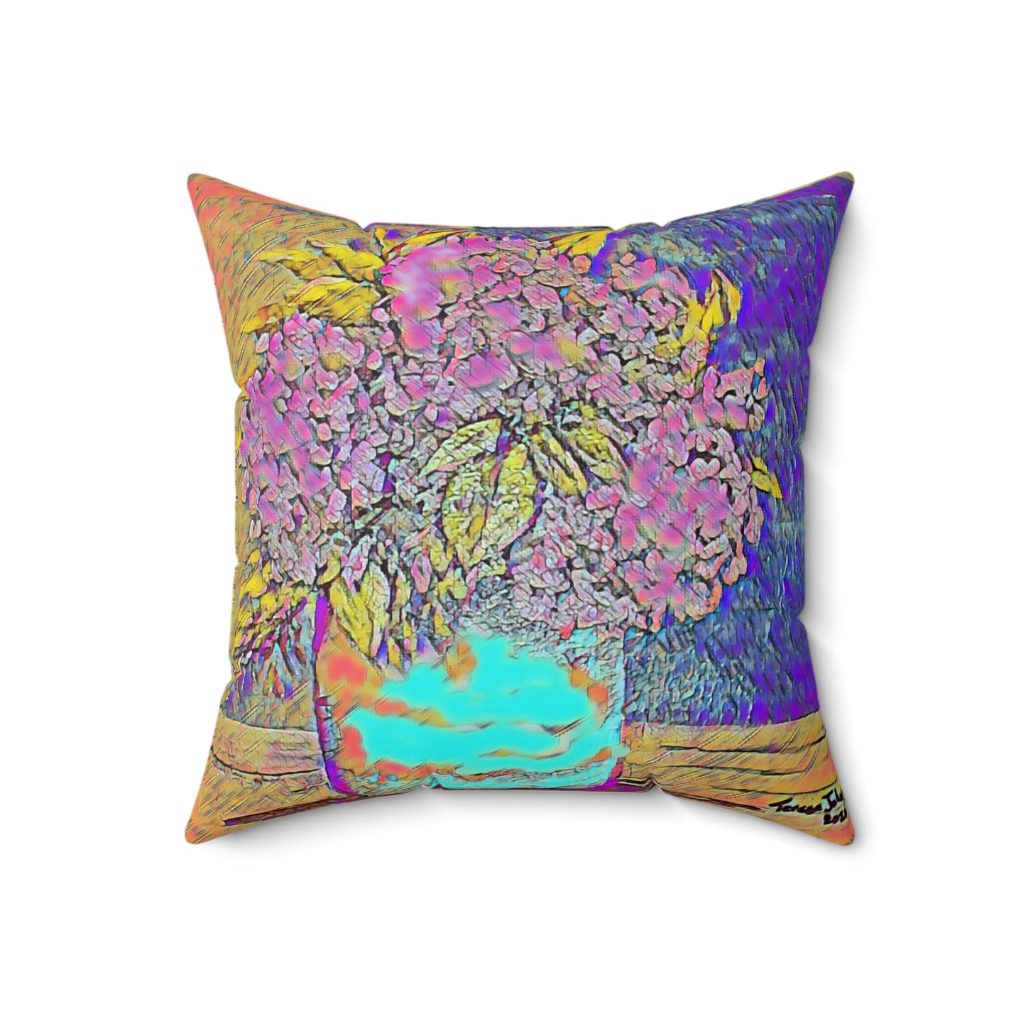 Old Fashion Hydrangea -Faux Suede Square Pillow