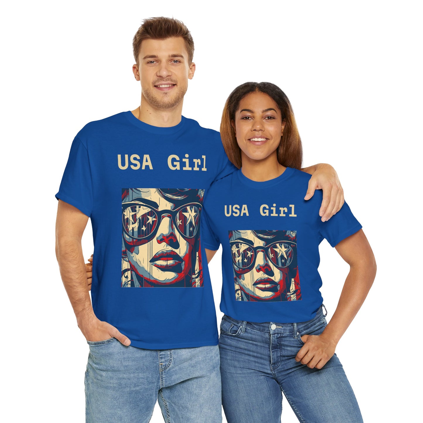 "USA Girl" - Amazing Unisex Heavy Cotton Short Sleeve Tee Shirts!