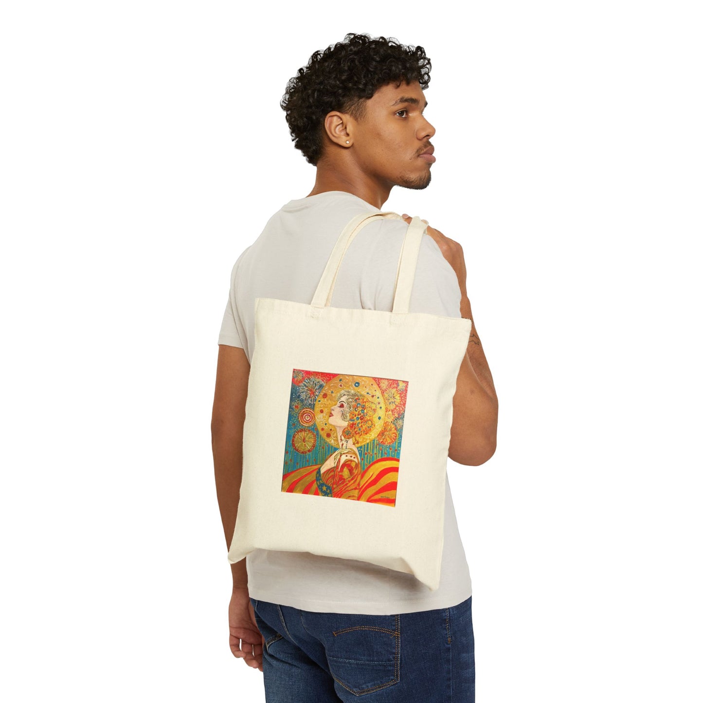 "Miss Liberty" Stylish Cotton Canvas Tote Bag, Eco-Friendly Shopping Bag