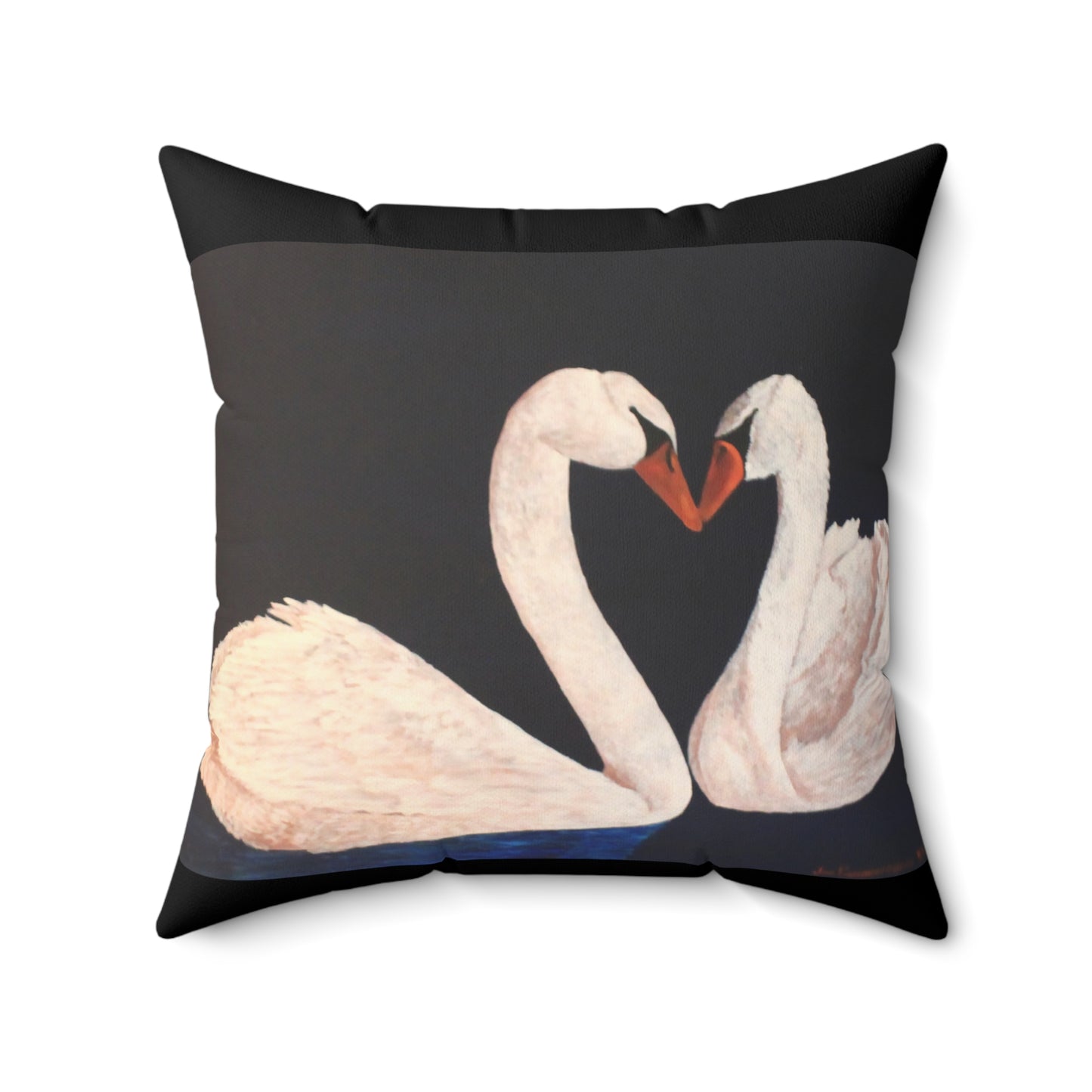 Peaceful Swans Faux Suede Square Pillow